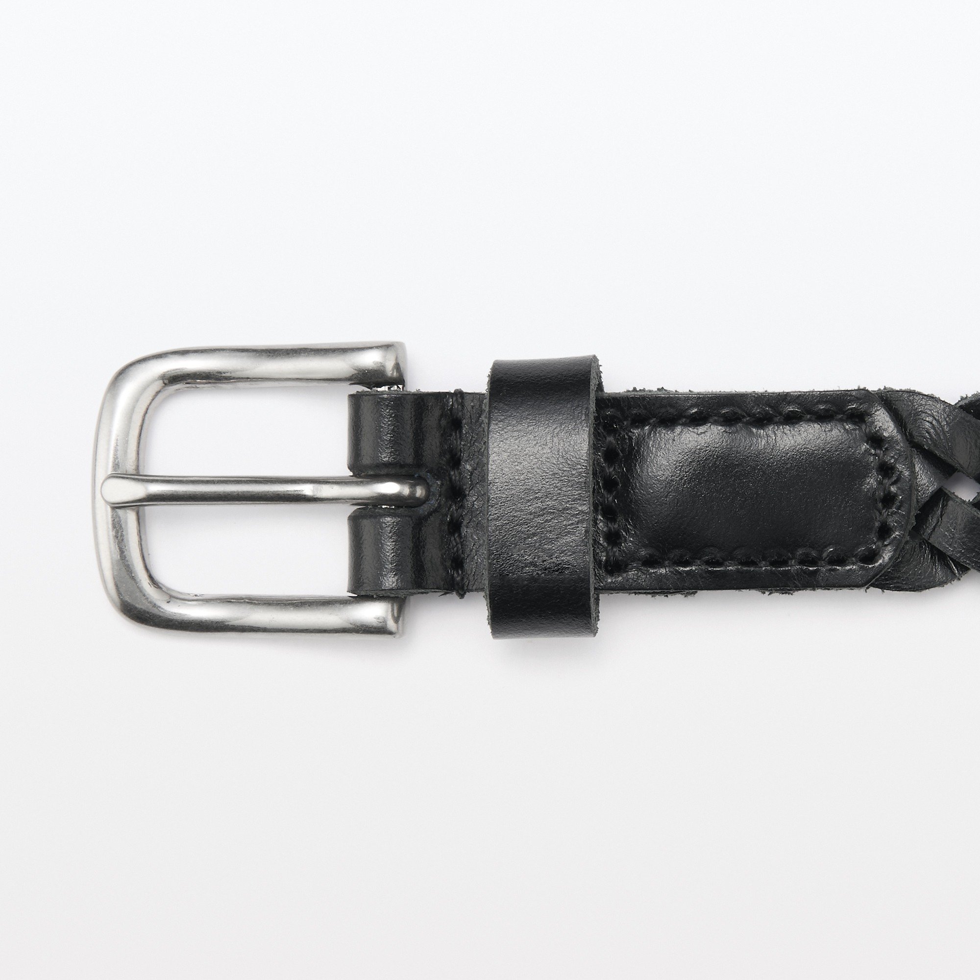 Vegetable tanned leather slim mesh belt