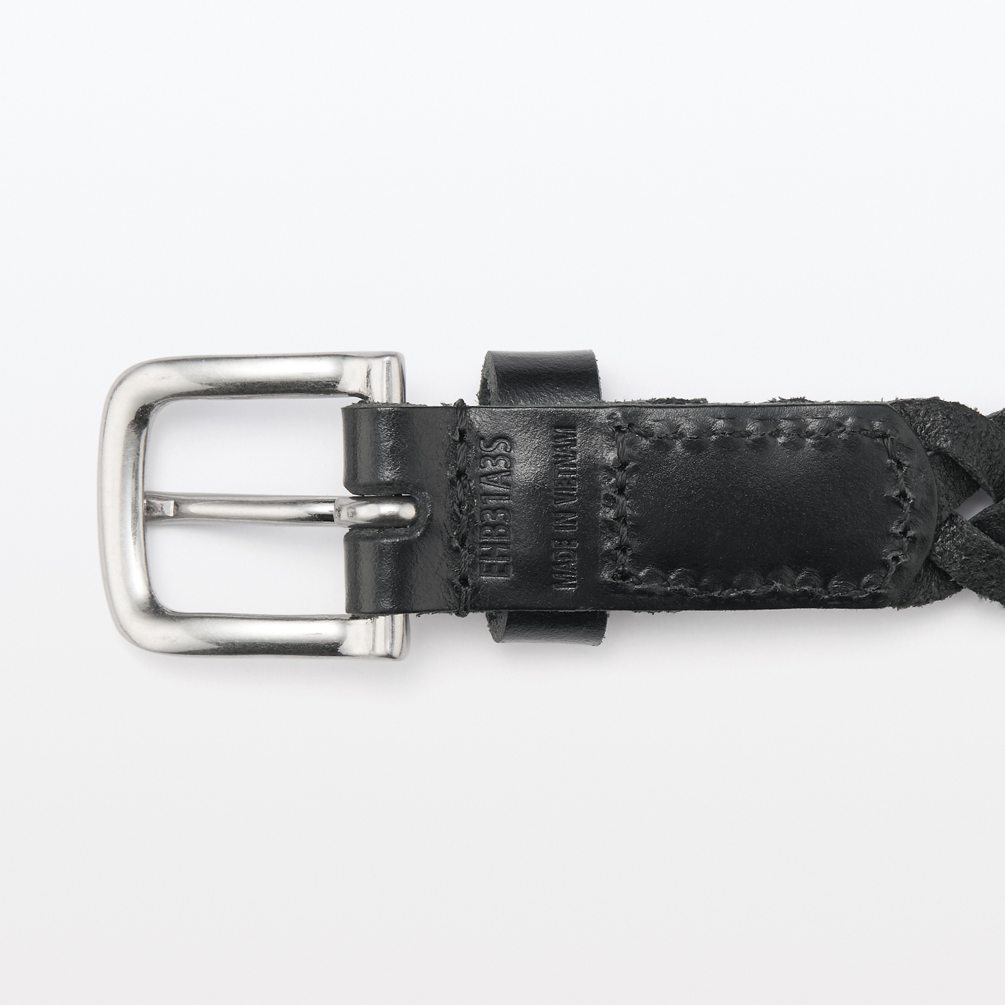 Vegetable tanned leather slim mesh belt