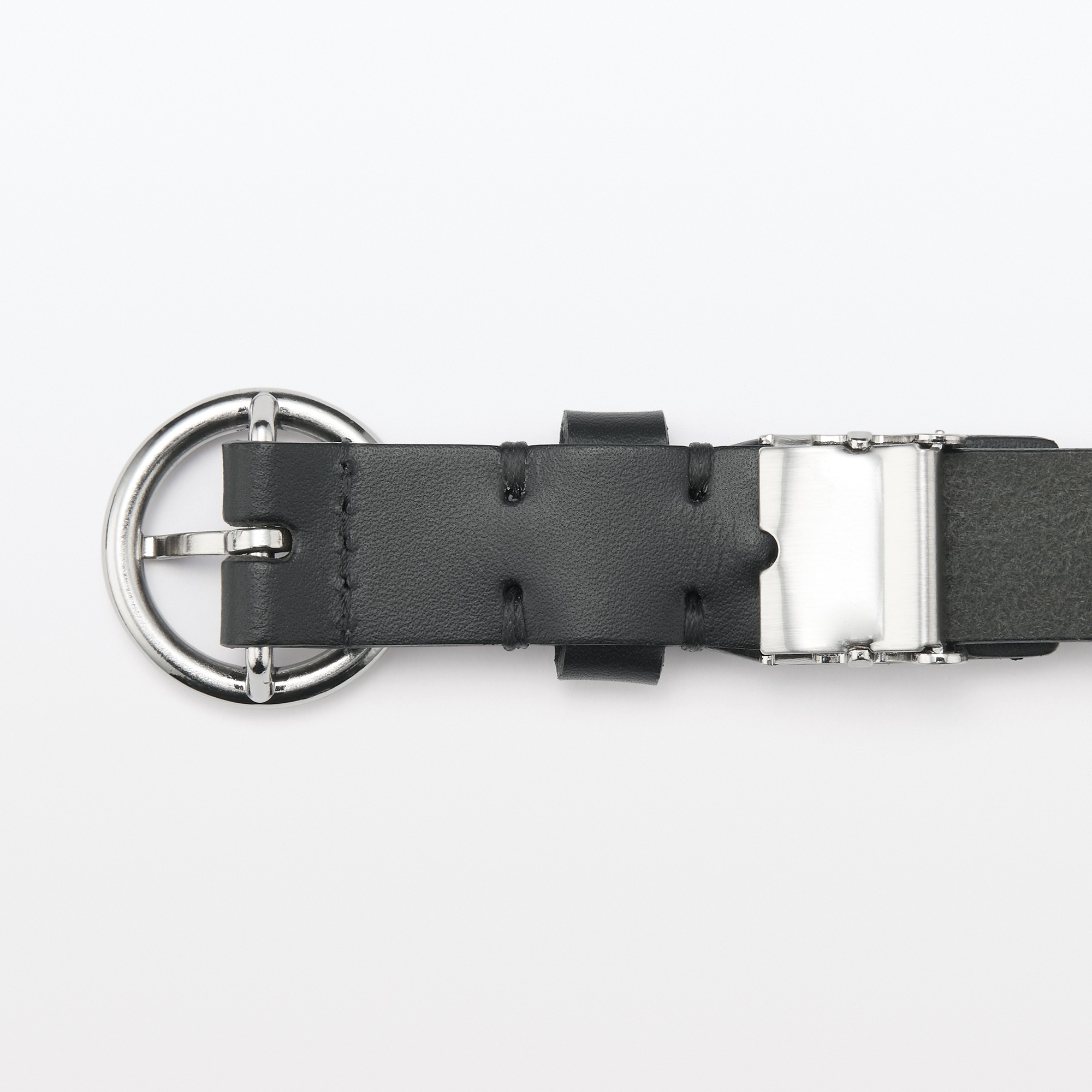 Vegetable tanned leather ring slim belt