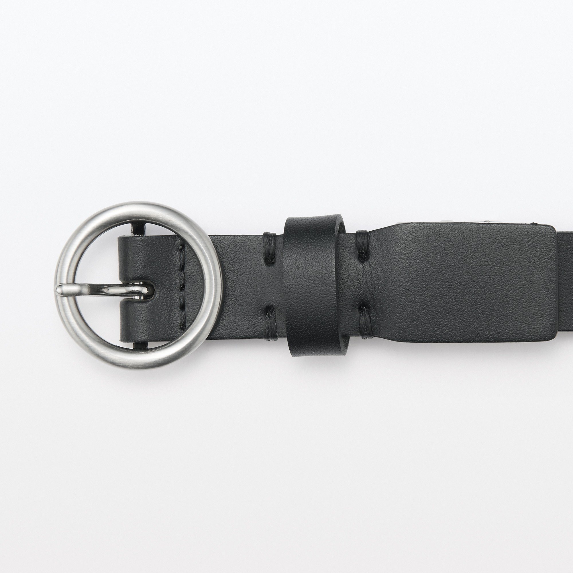Vegetable tanned leather ring slim belt