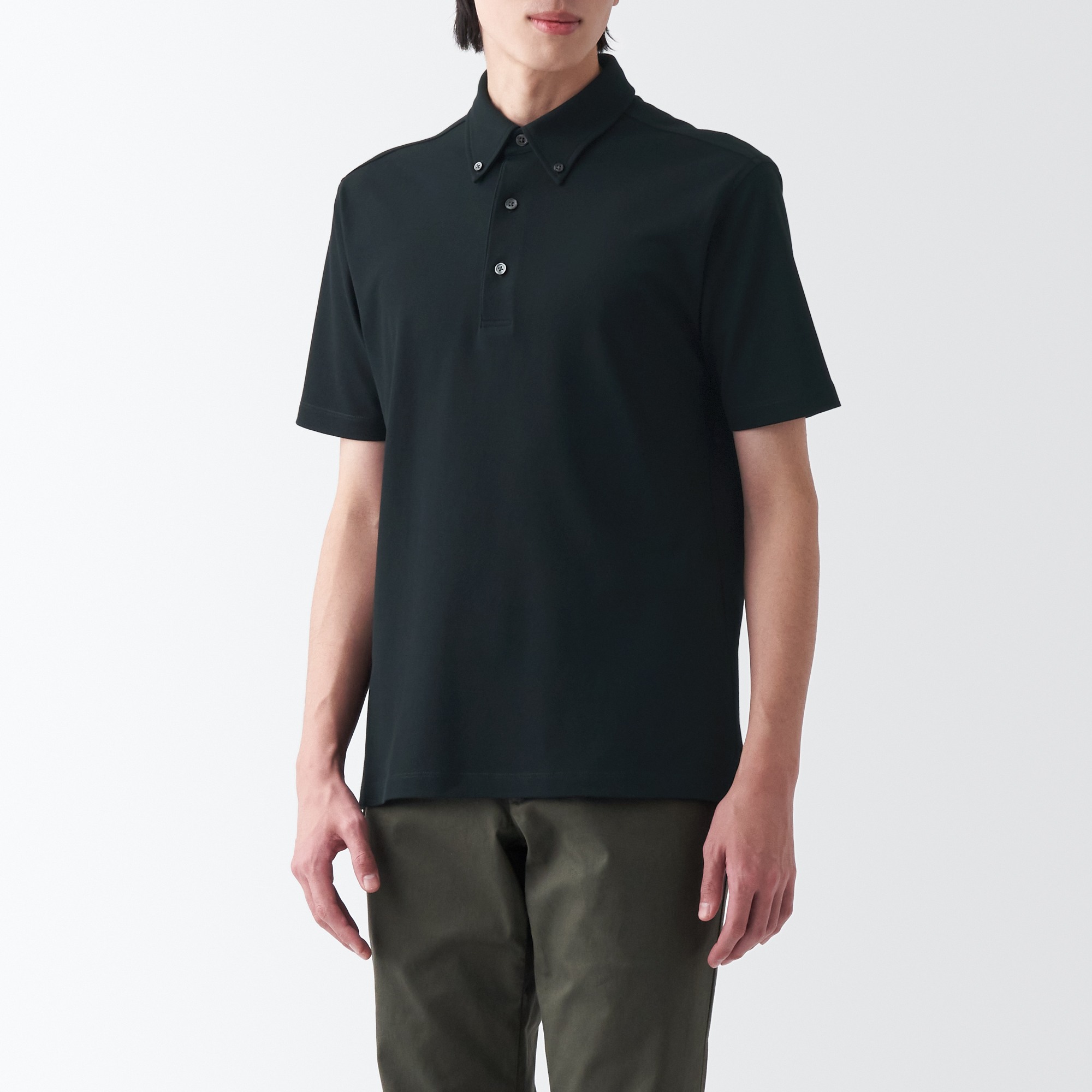 MUJI | Cool touch pique button down polo shirt