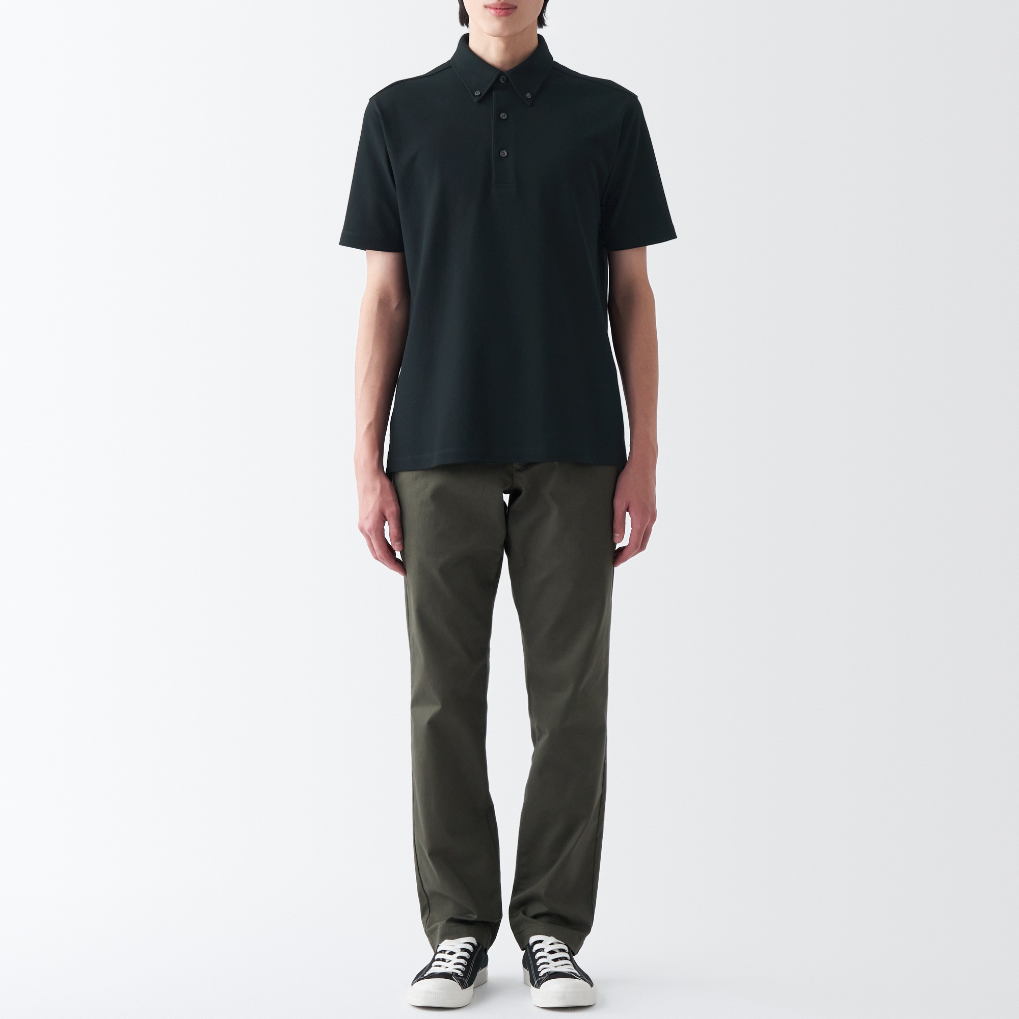 MUJI | Cool touch pique button down polo shirt
