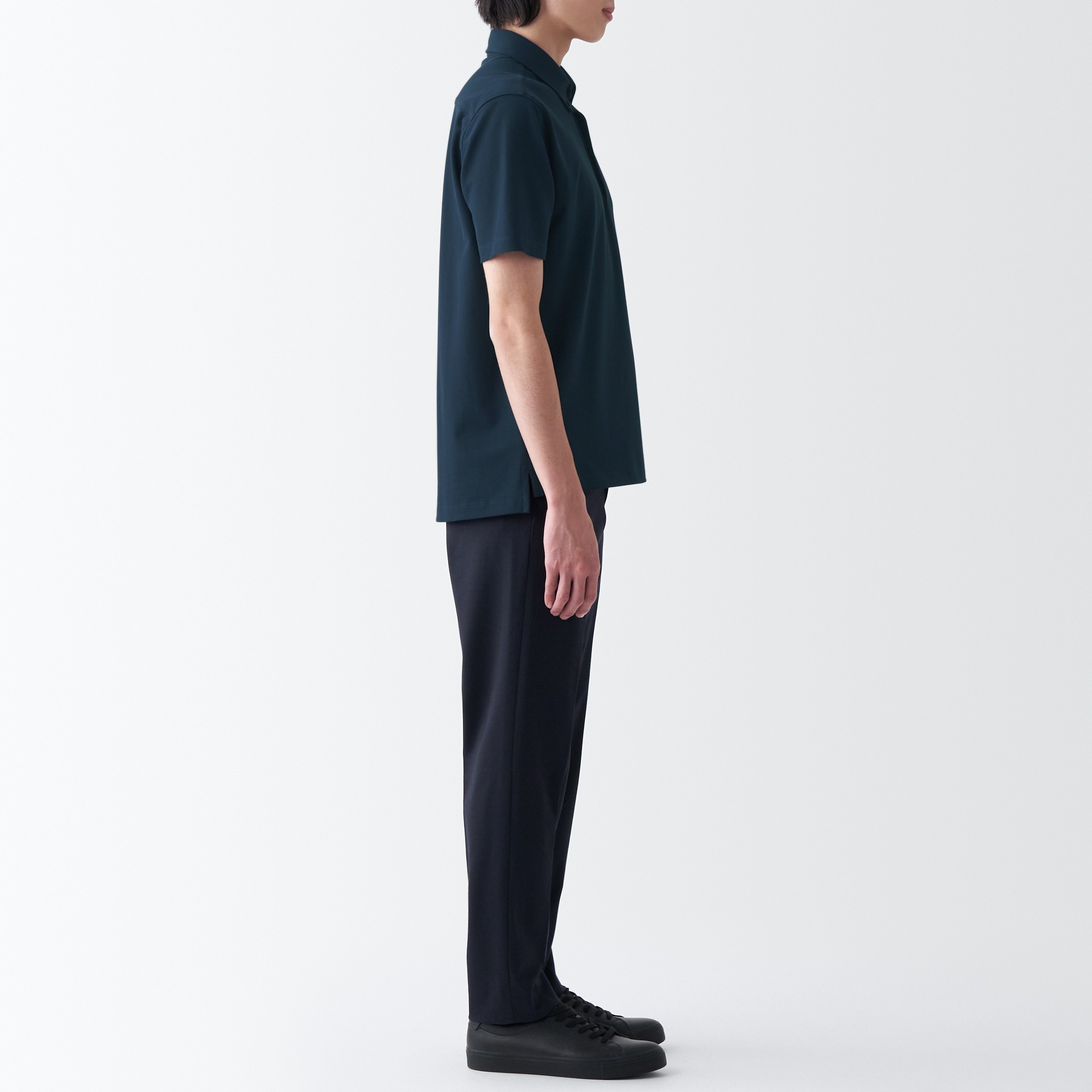 Cool touch pique button down polo shirt
