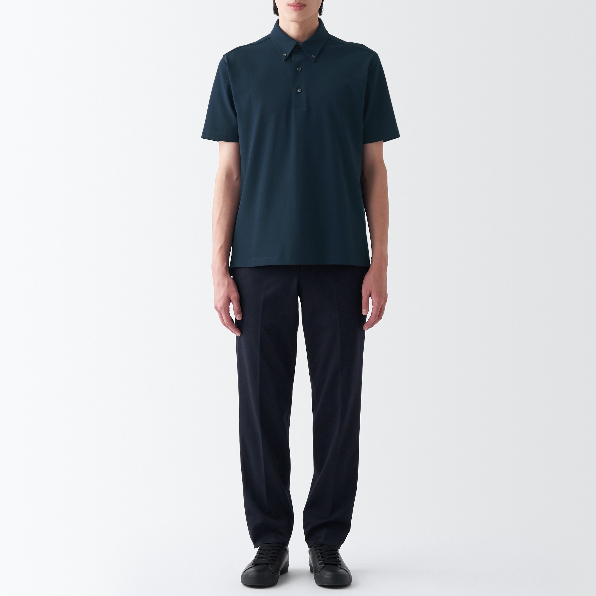 Cool touch pique button down polo shirt