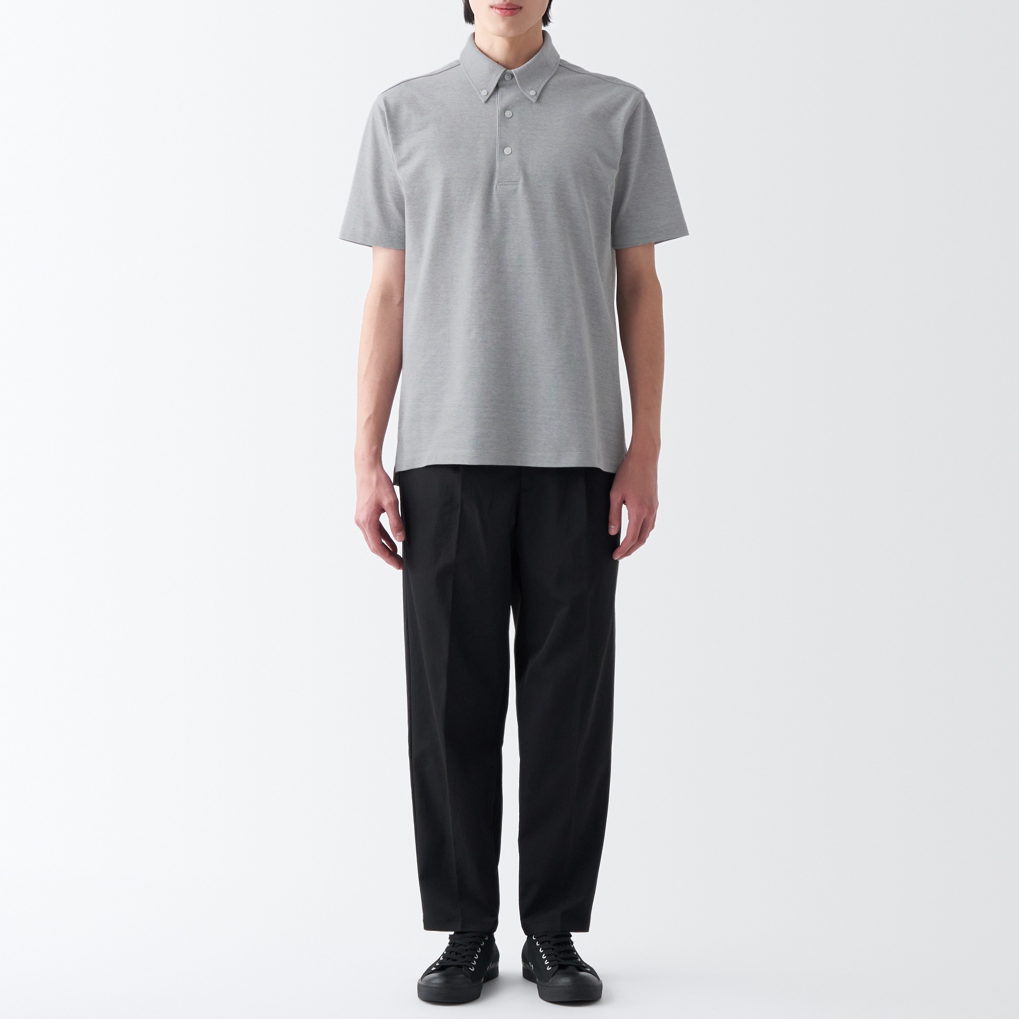 MUJI | Cool touch pique button down polo shirt