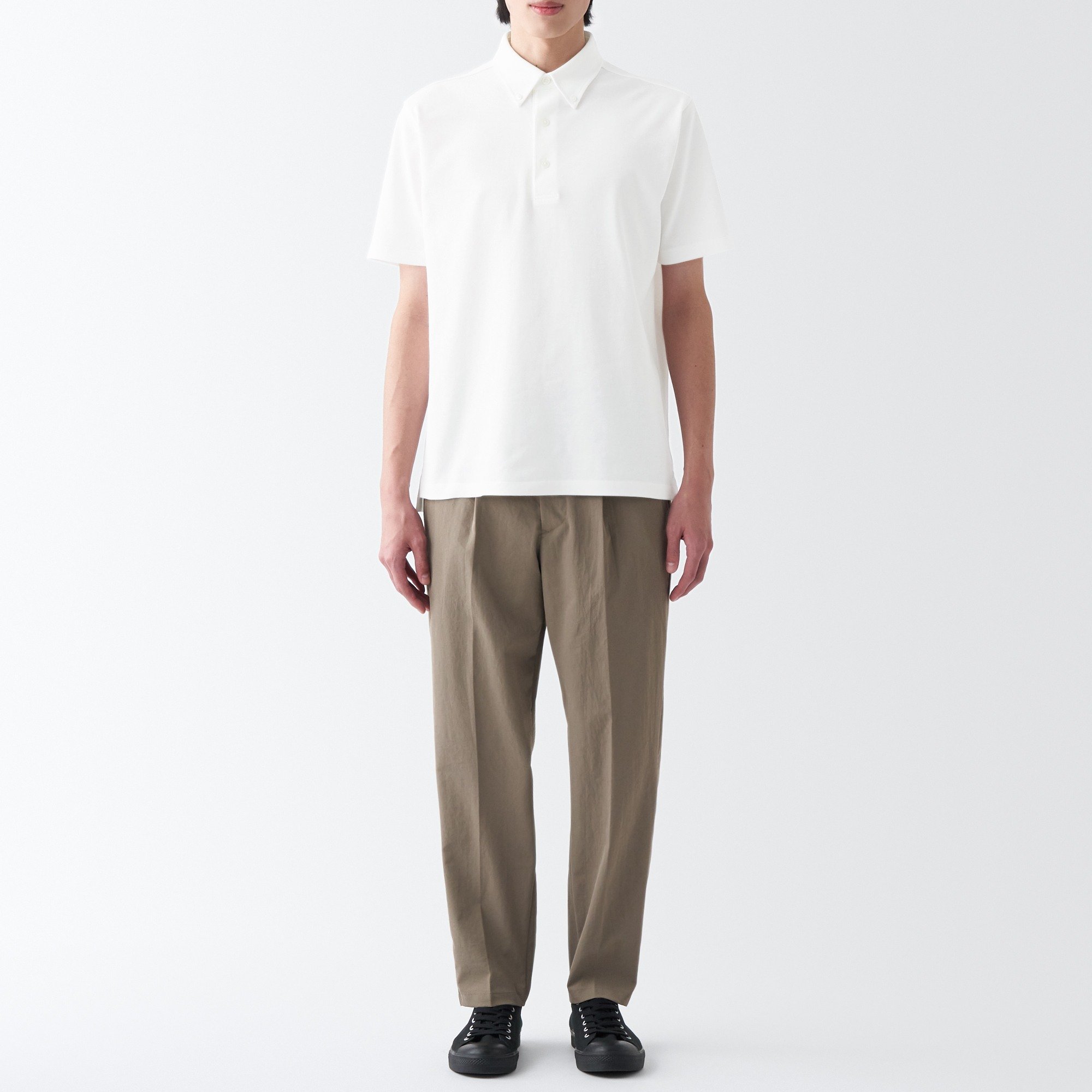 Cool touch pique button down polo shirt