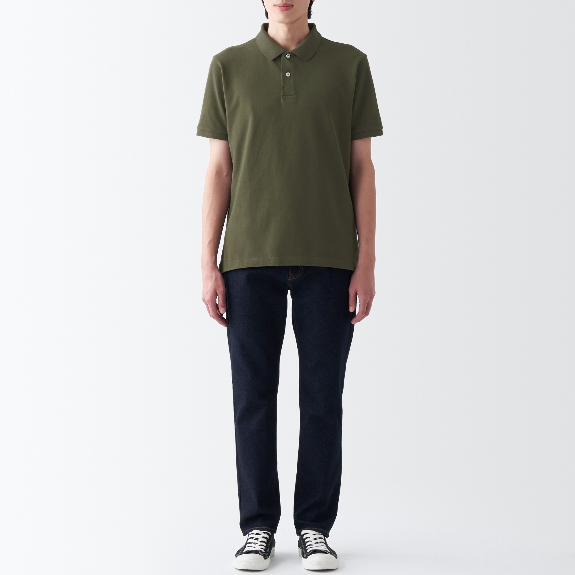 MUJI | Washed pique  polo shirt