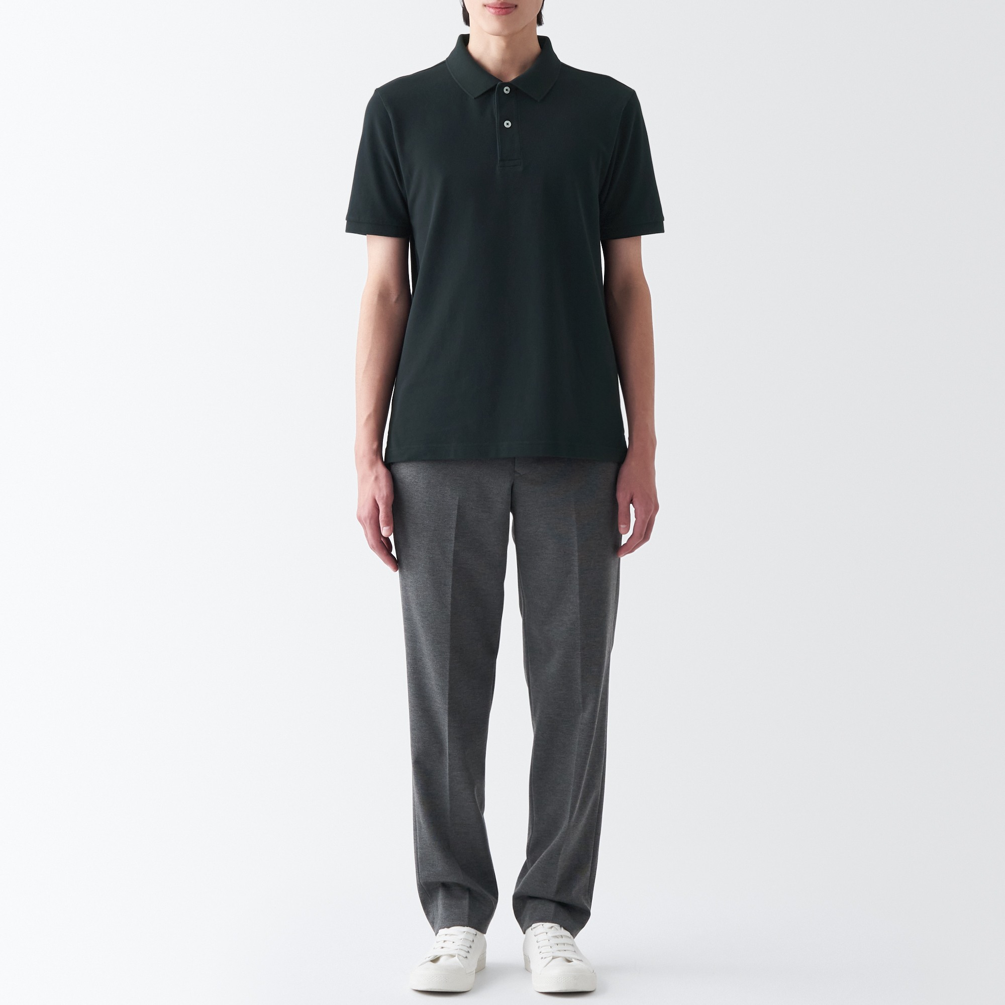 Washed pique polo shirt