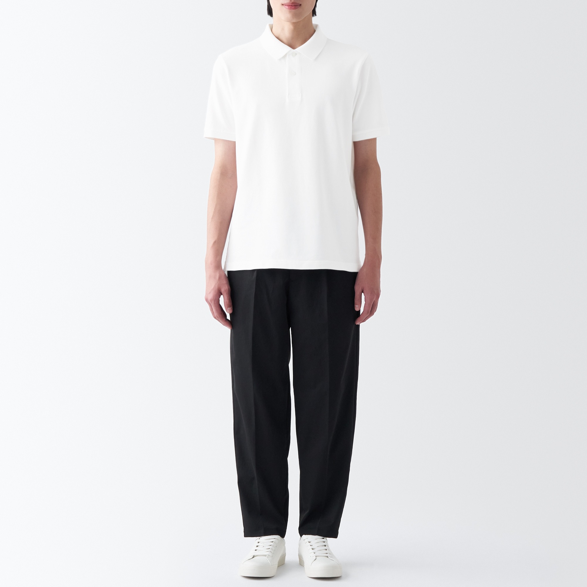 Washed pique polo shirt
