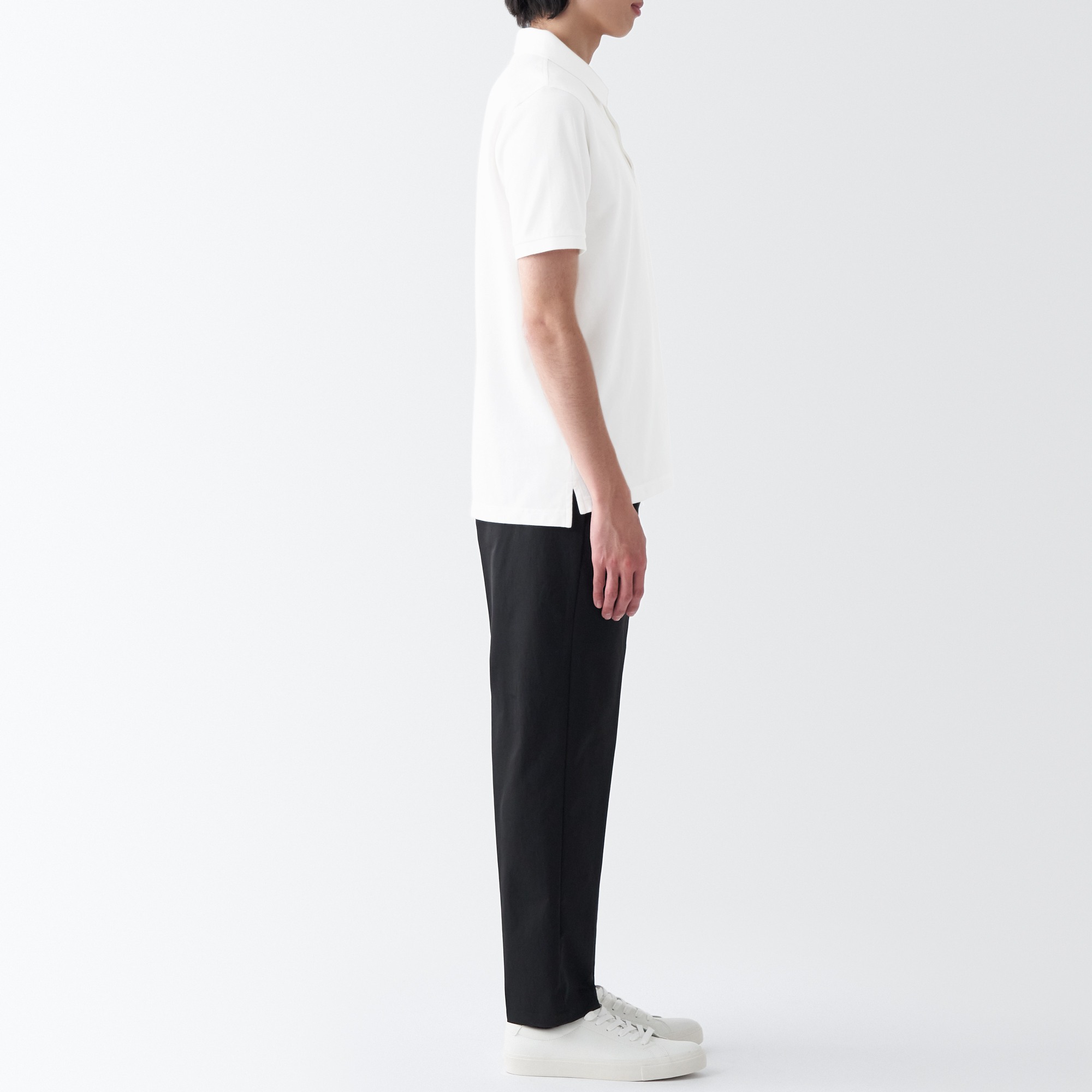 Washed pique polo shirt