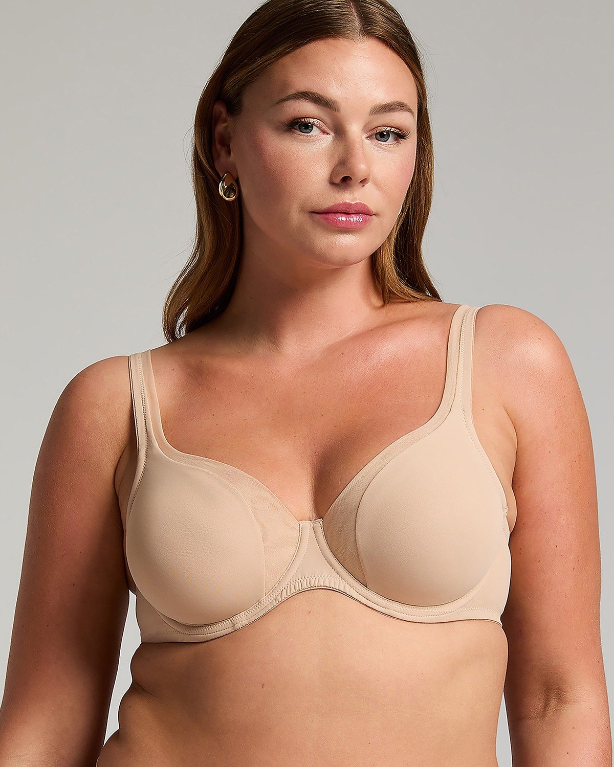 Beige Mesh non padded underwired bra
