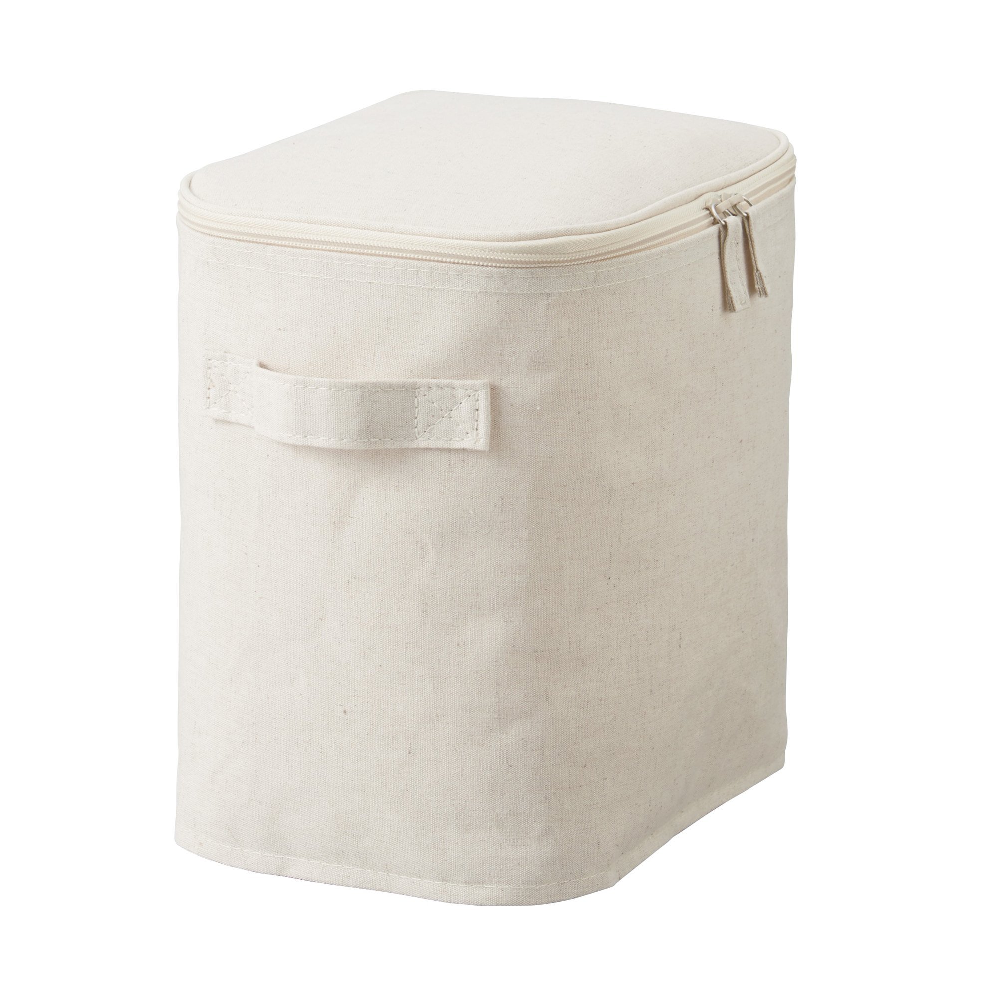 MUJI | Polyester linen soft box Rectangle M Lidded Half