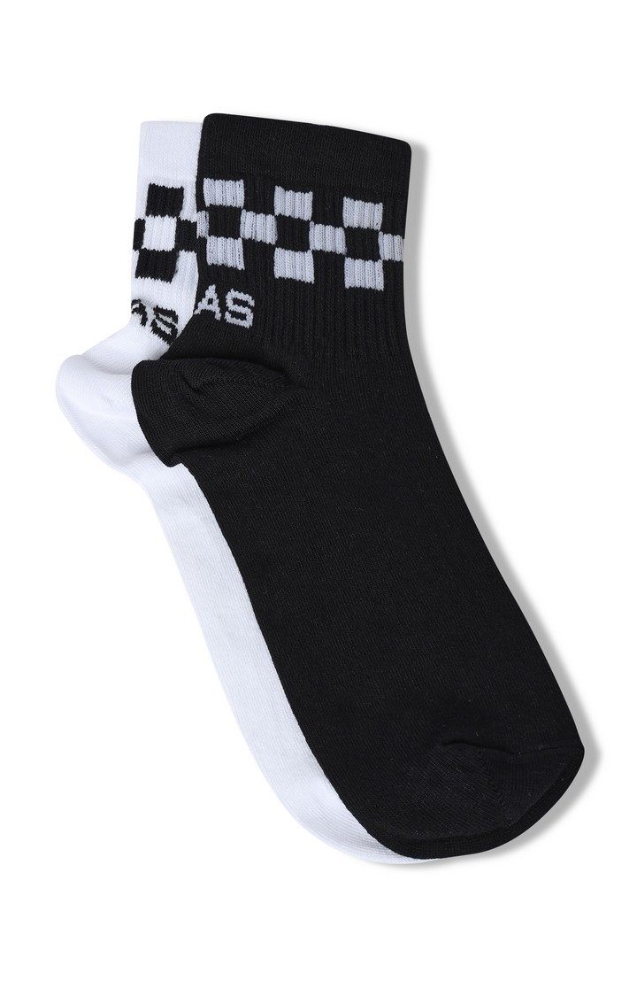 RETO IN Black & White Check Socks (Pack of 2)