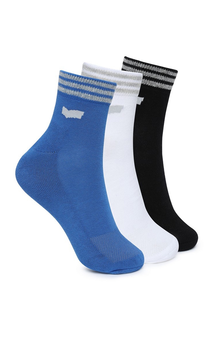 OHAN IN Black/White/Blue Stripe Socks (Pack of 3)