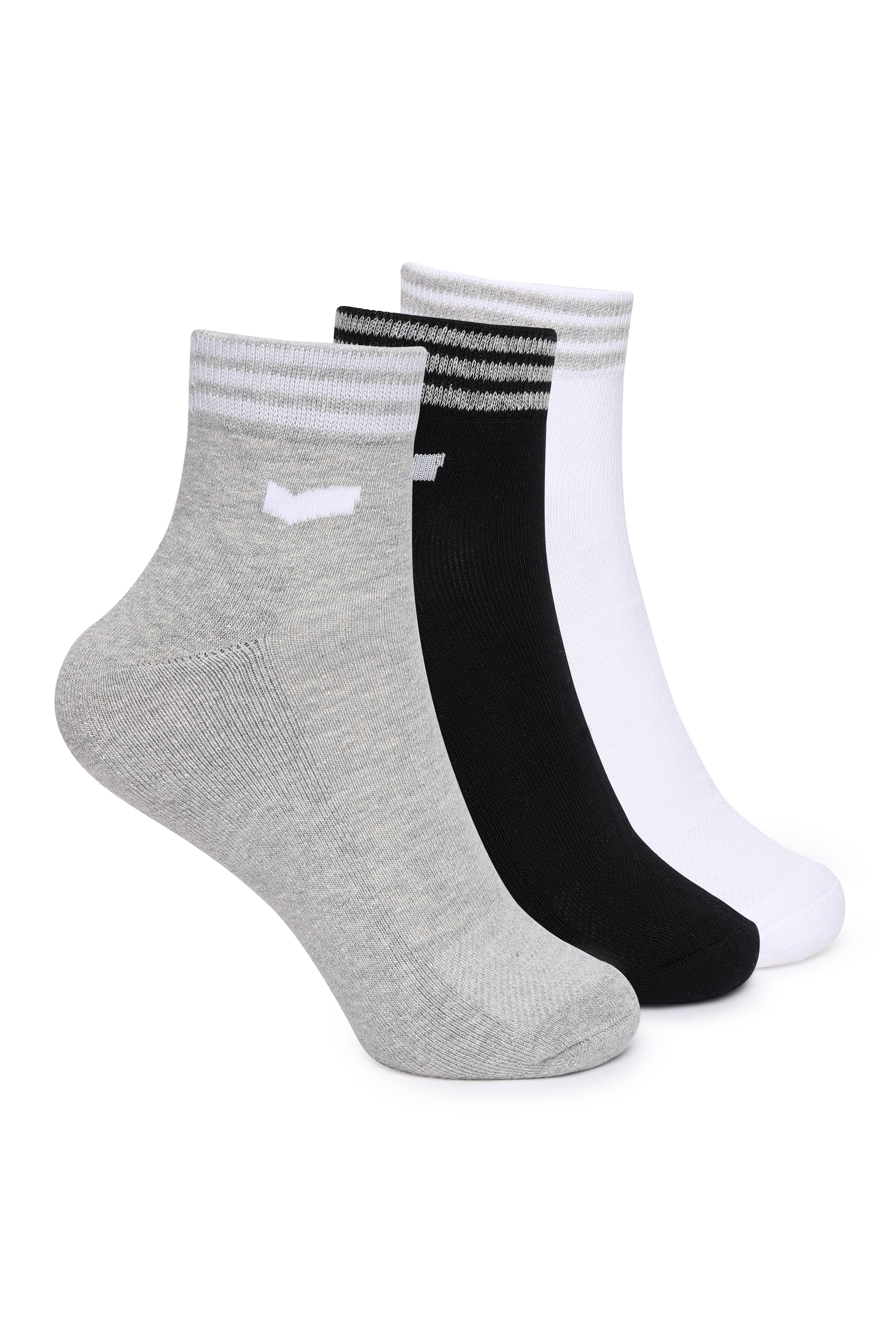 OHAN IN Black/White/Grey Stripe Socks (Pack of 3)