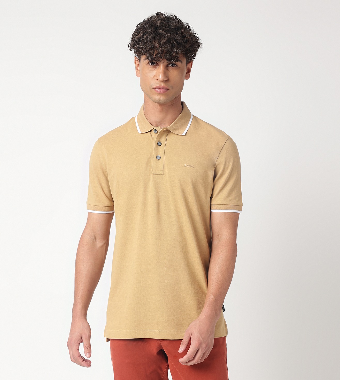 MERCERISED-COTTON POLO SHIRT WITH LOGO BADGE