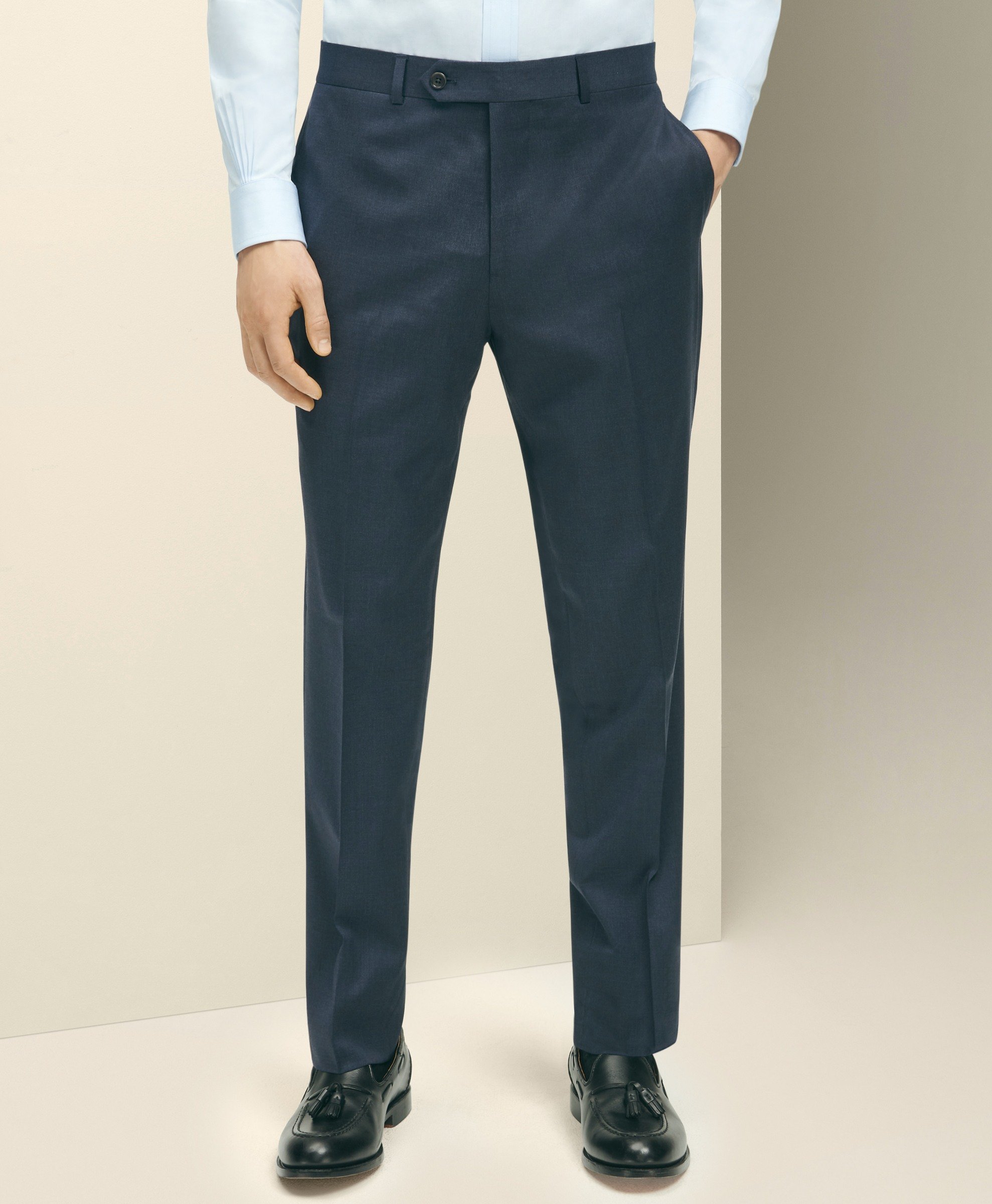 Brooks Brothers | 1818 BrooksFlex Solid Finished Bottom Classic Fit Dress Trousers