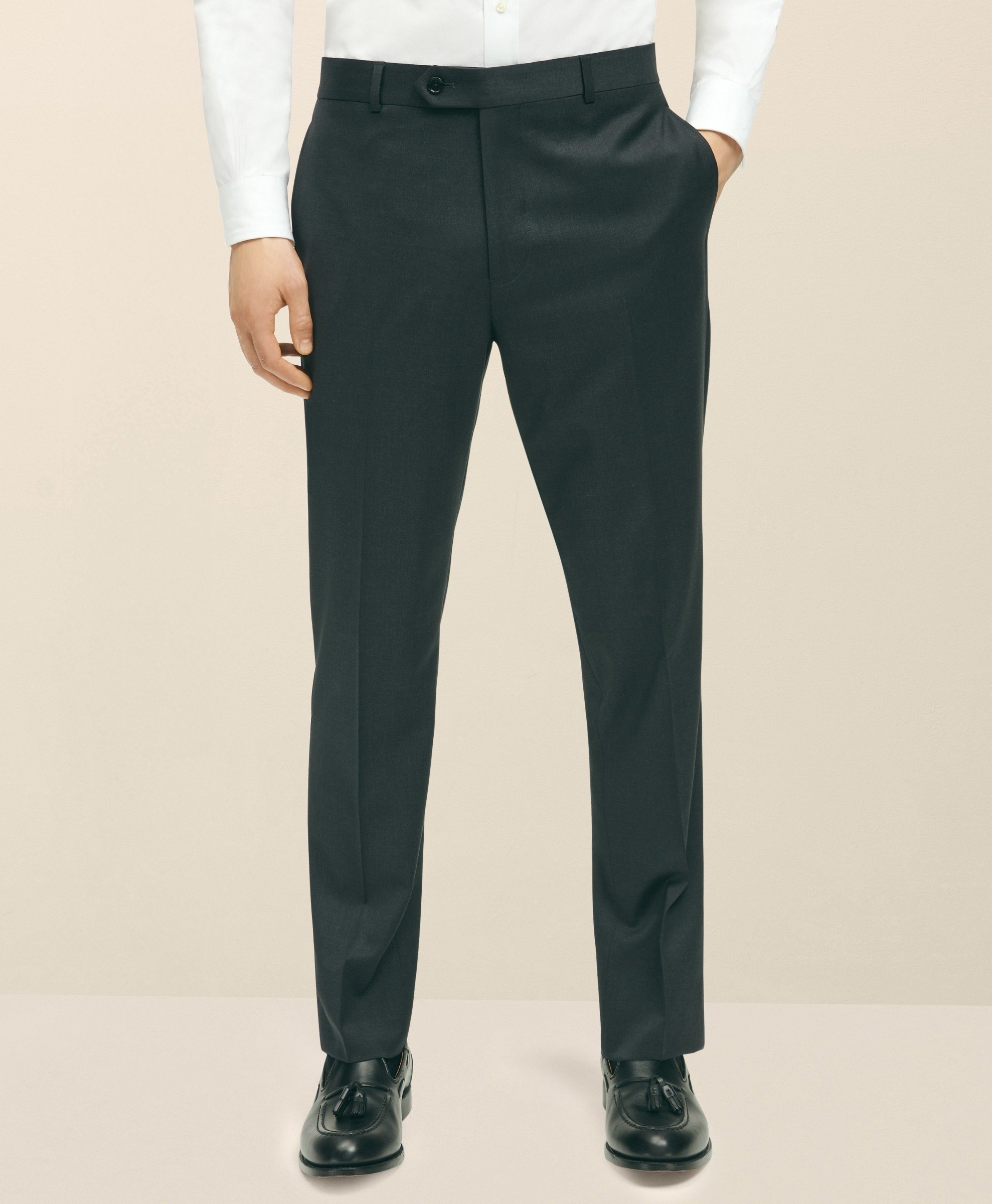 Brooks Brothers | 1818 BrooksFlex Solid Finished Bottom Classic Fit Dress Trousers