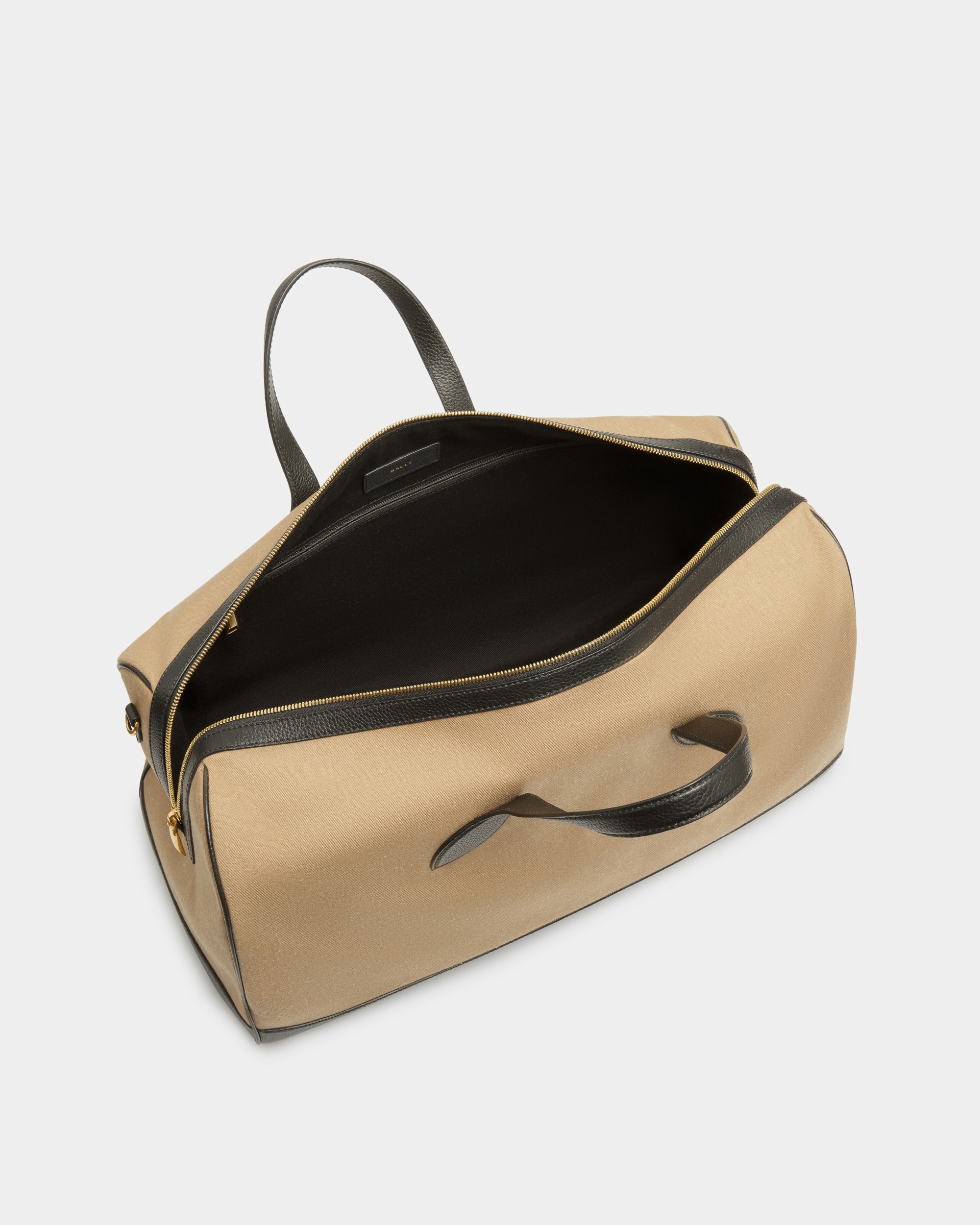Bar Weekender In Sand And Black Fabric And Leather
