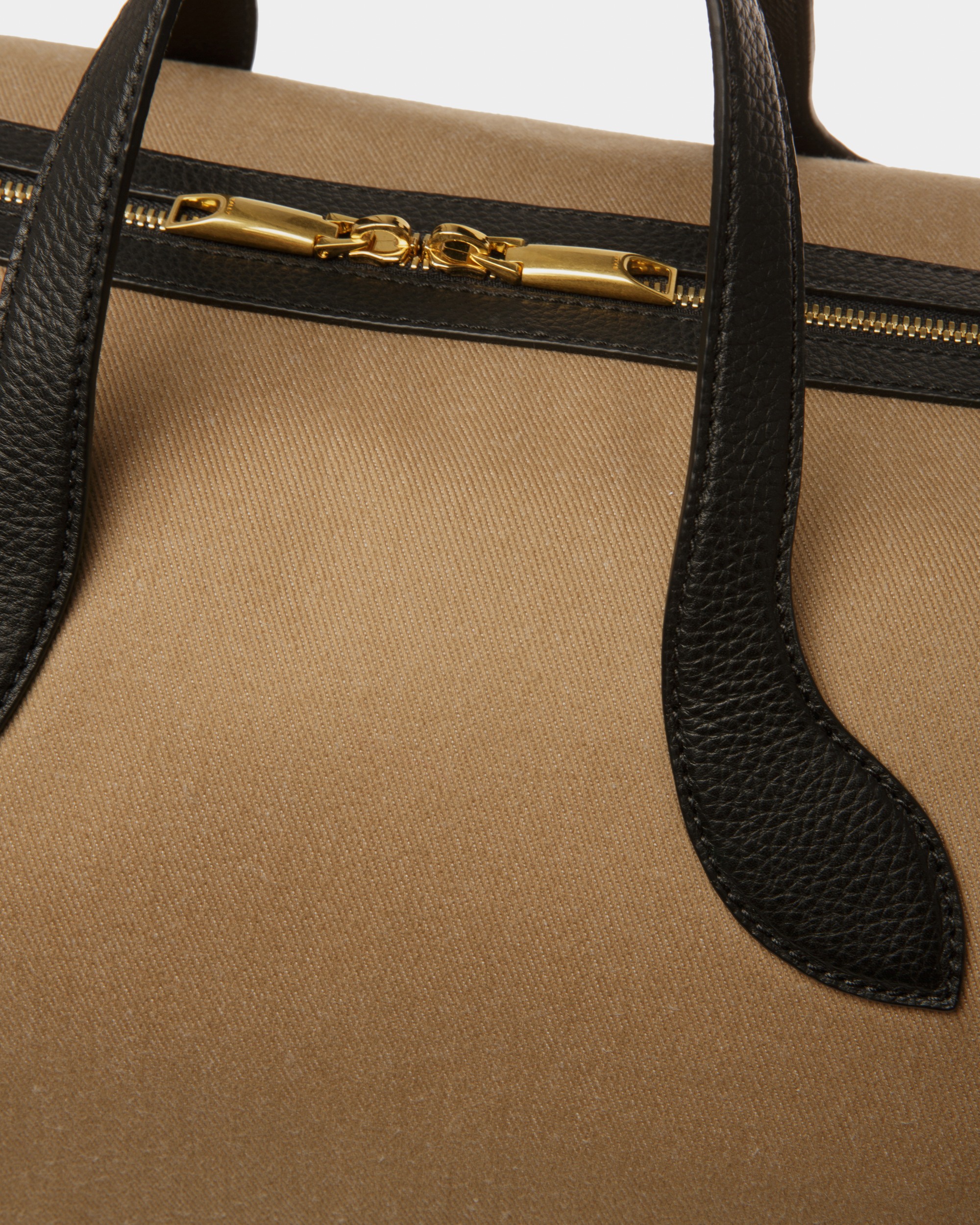 Bar Weekender In Sand And Black Fabric And Leather