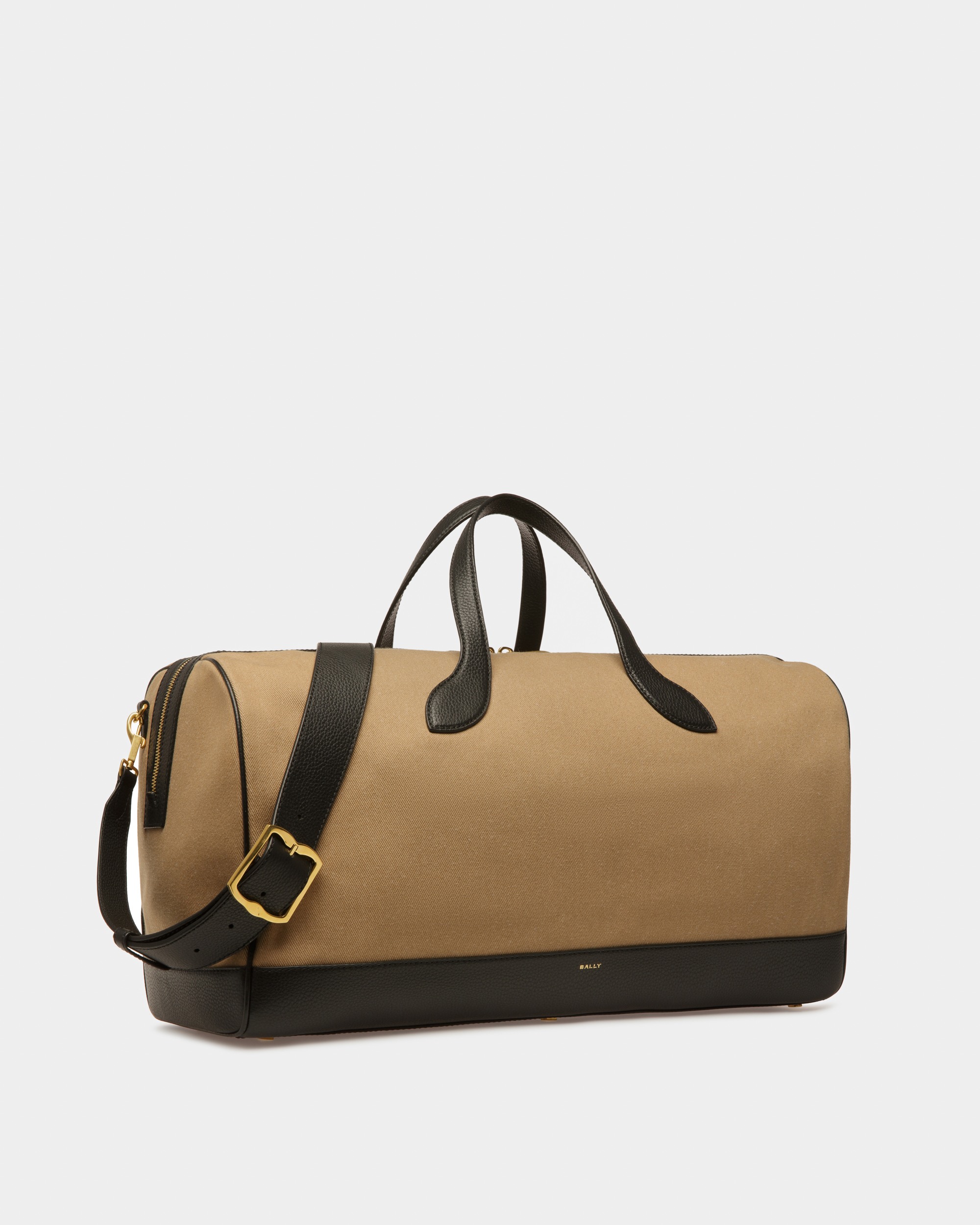 Bar Weekender In Sand And Black Fabric And Leather