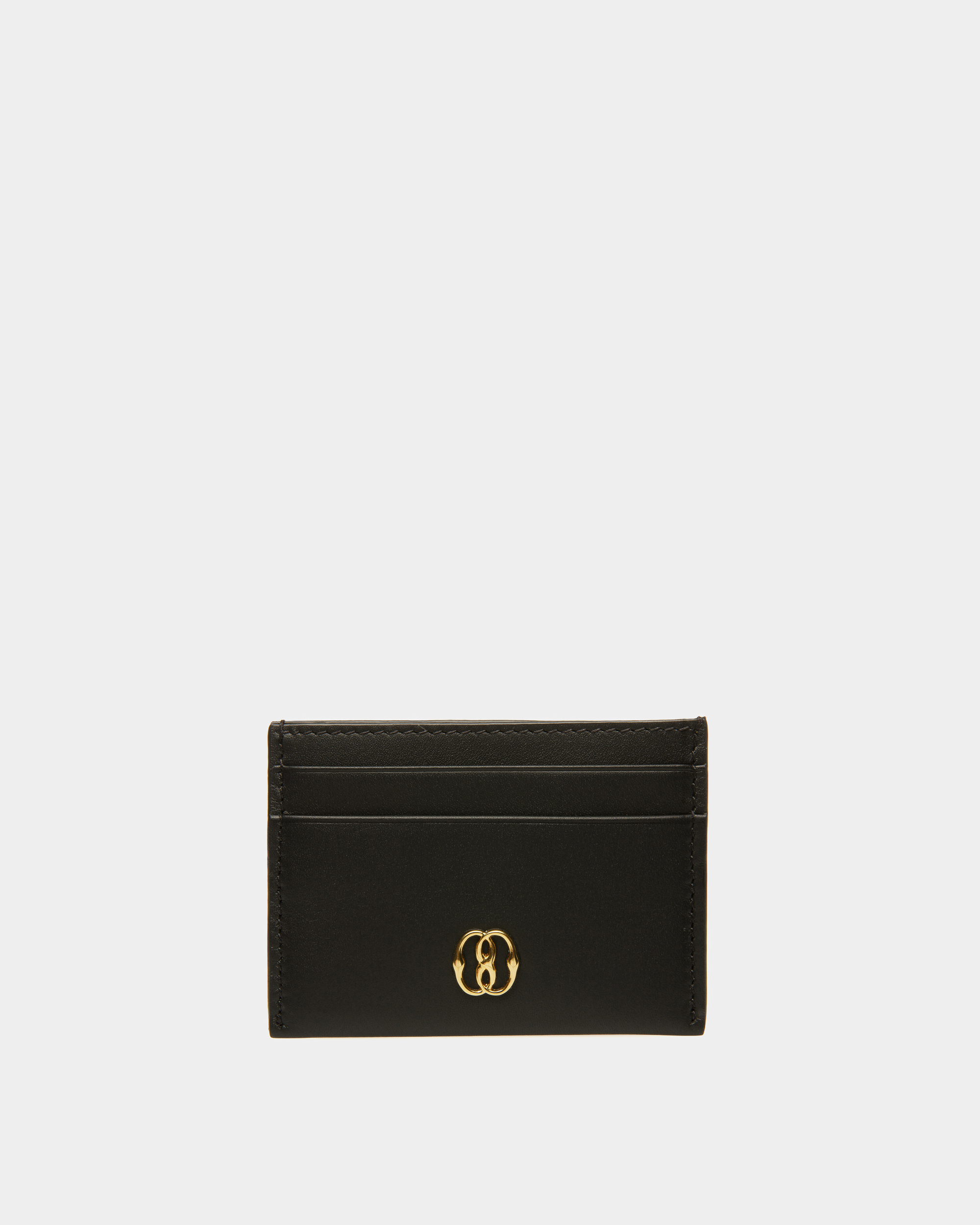 Emblem Card Holder In Black Leather