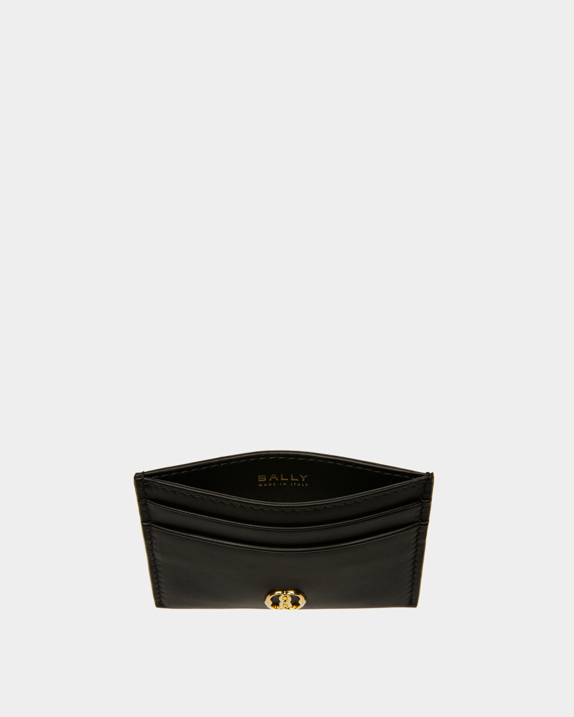 Emblem Card Holder In Black Leather