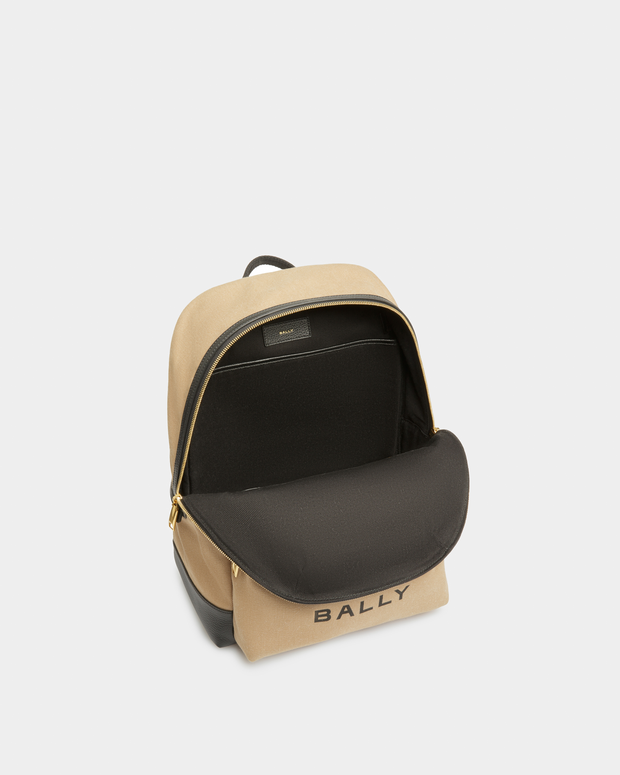 Bar Backpack In Sand And Black Fabric And Leather