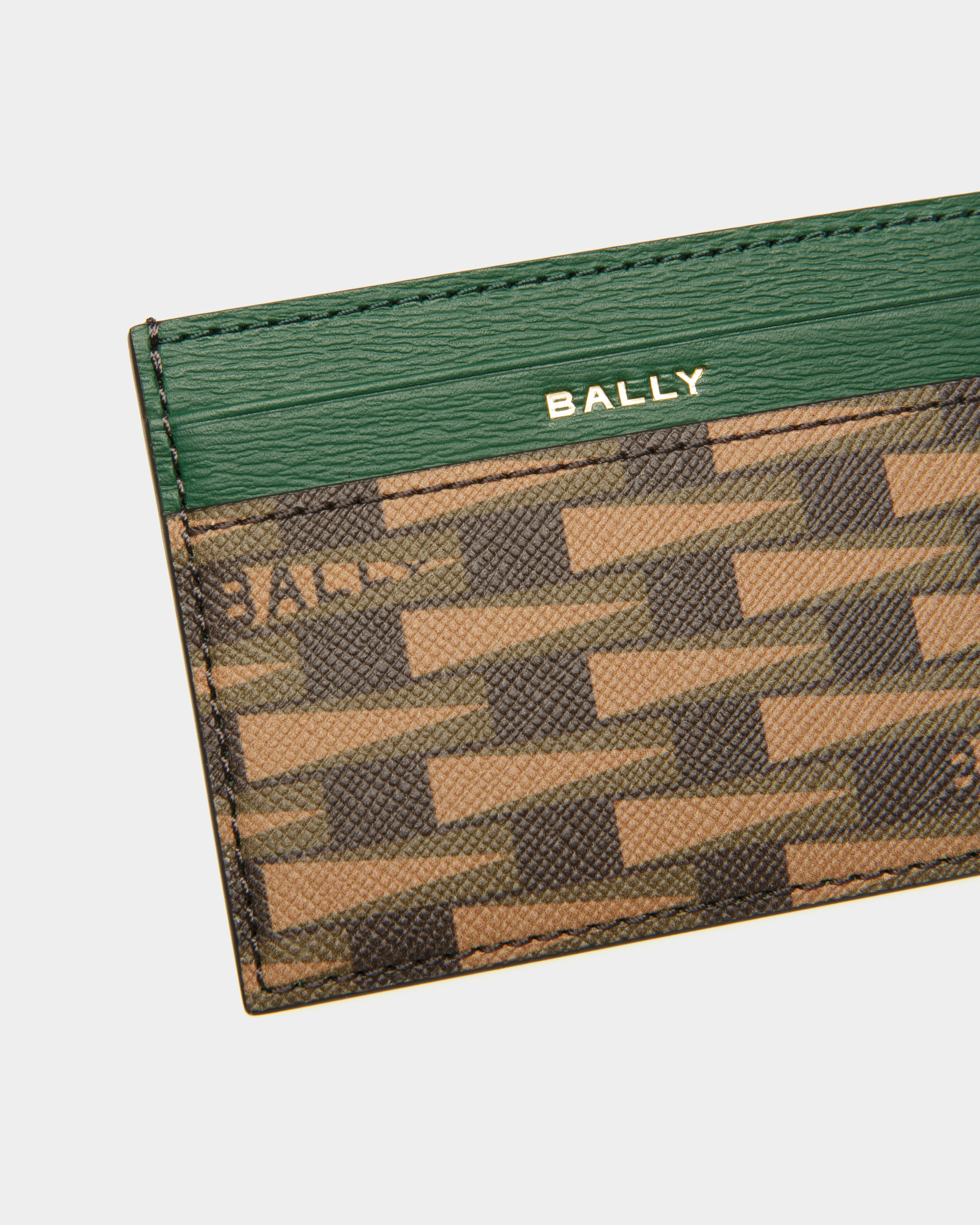 Pennant Business Card Holder In Desert And Kelly Green Leather And TPU