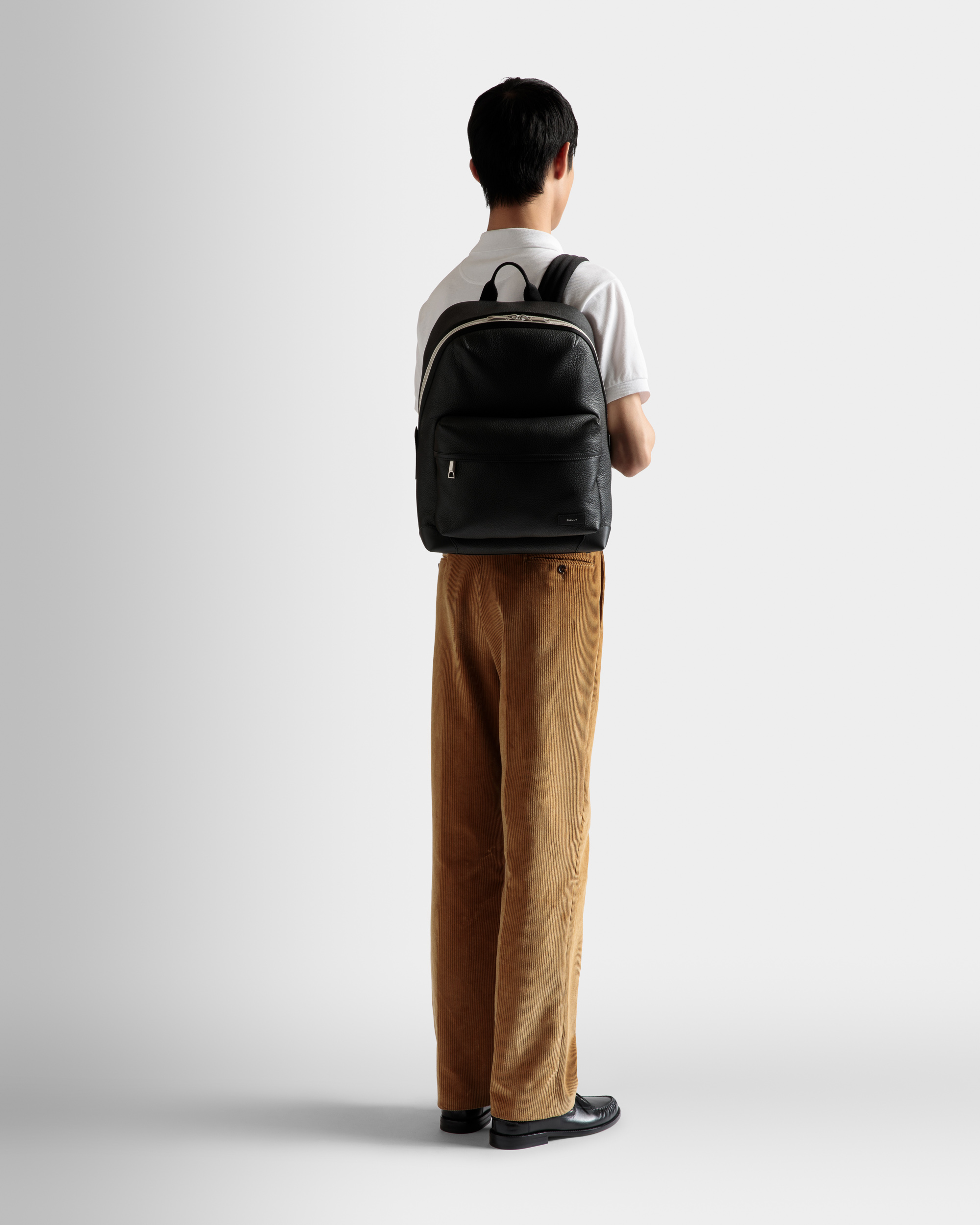 Ribbon Backpack In Black Leather