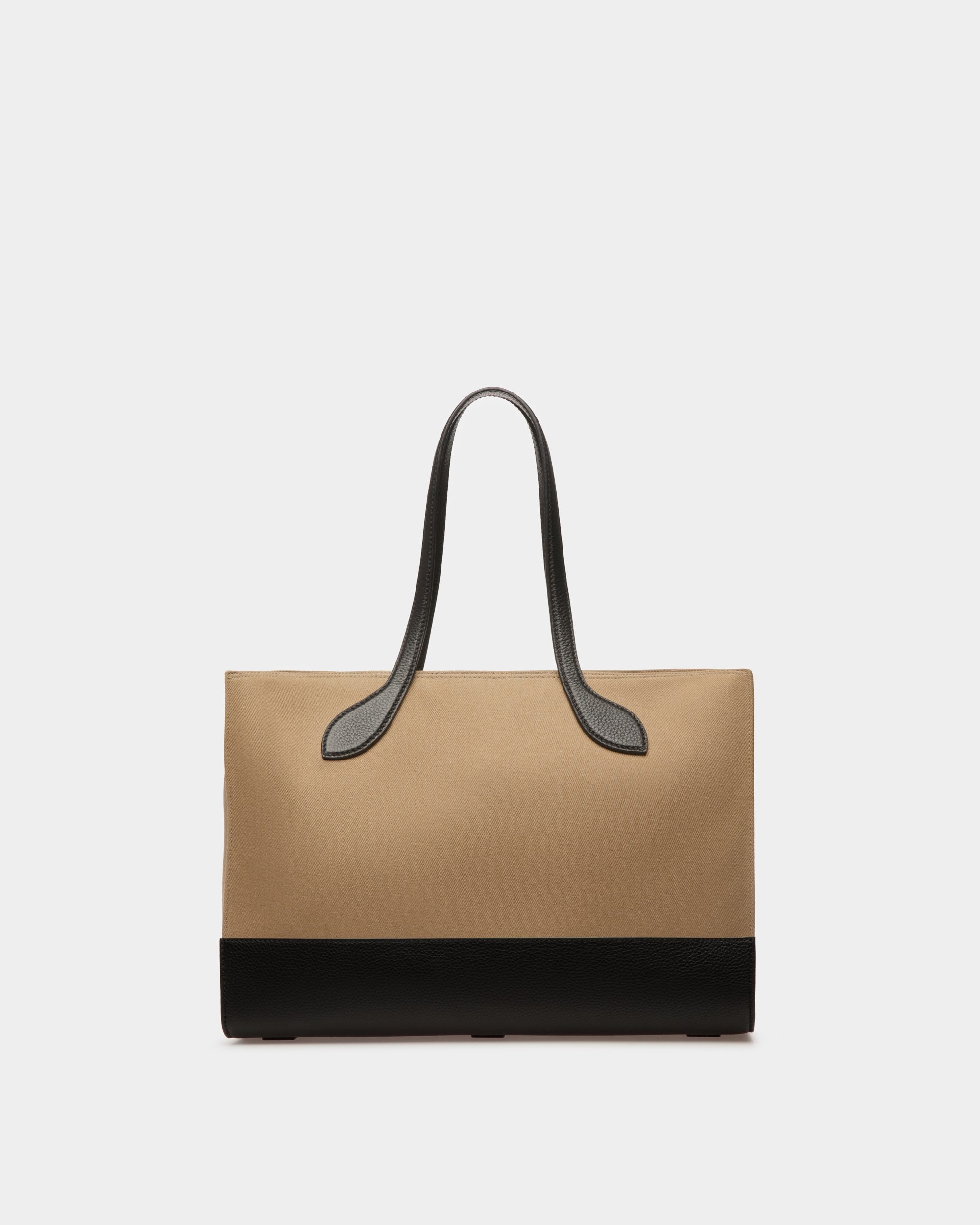 Bally | Bar Tote Bag In Sand And Black Fabric