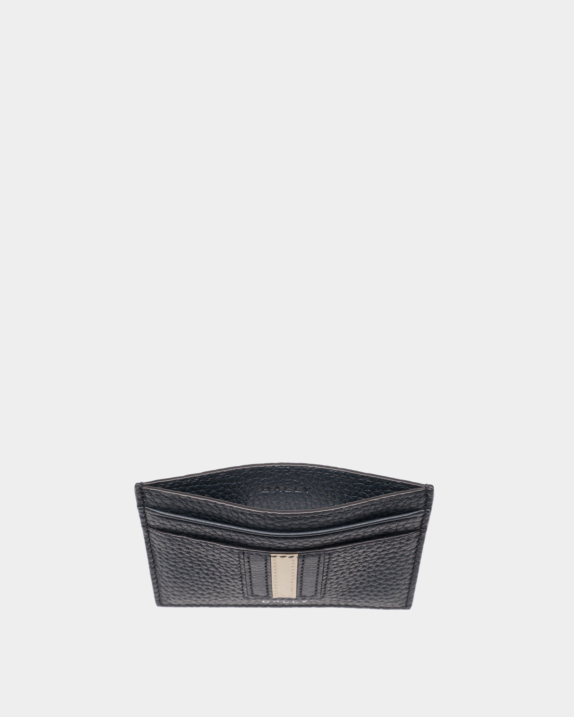 Ribbon Business Card Holder In Midnight Leather