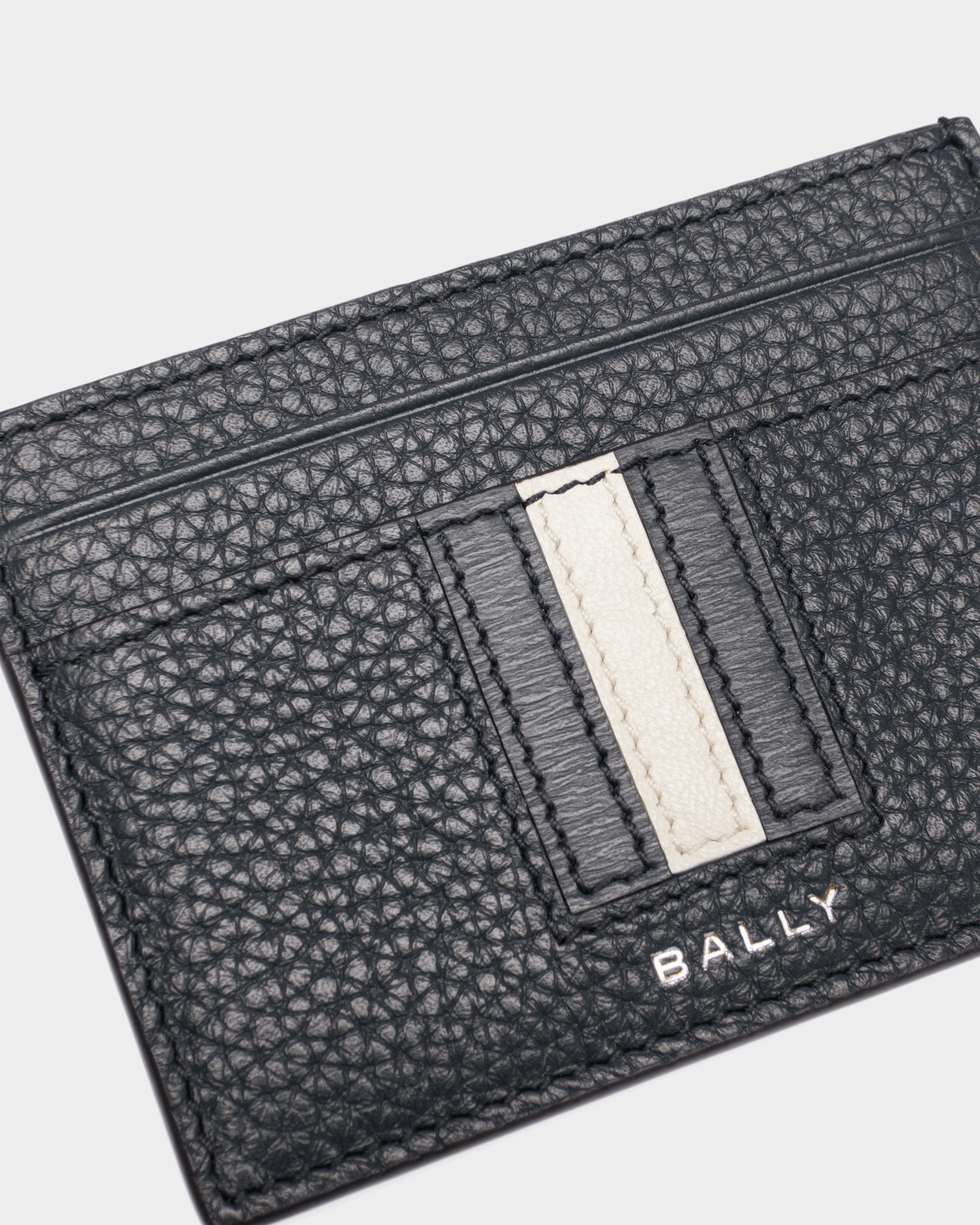 Ribbon Business Card Holder In Midnight Leather