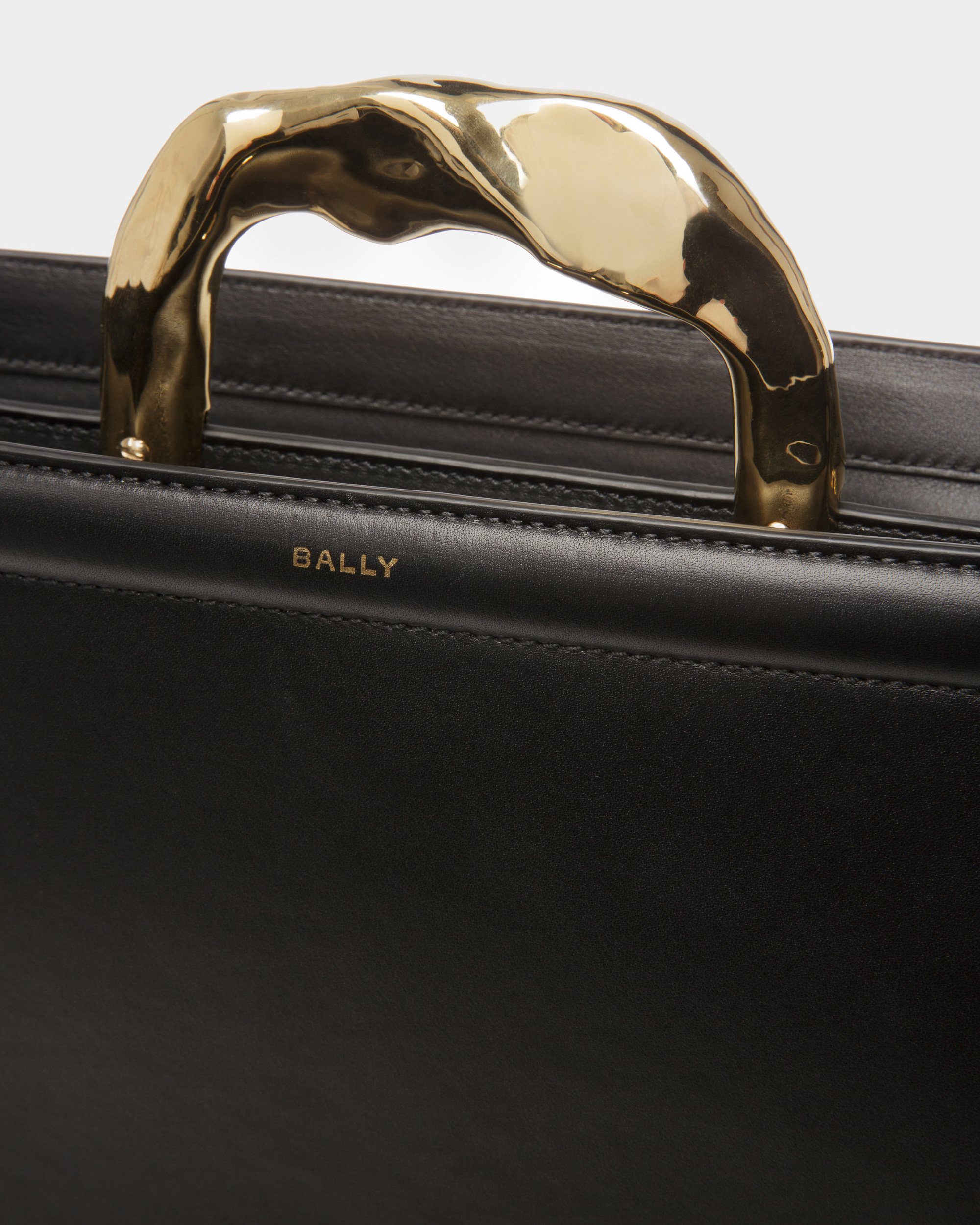 Baroque Top Handle Bag In Black Leather