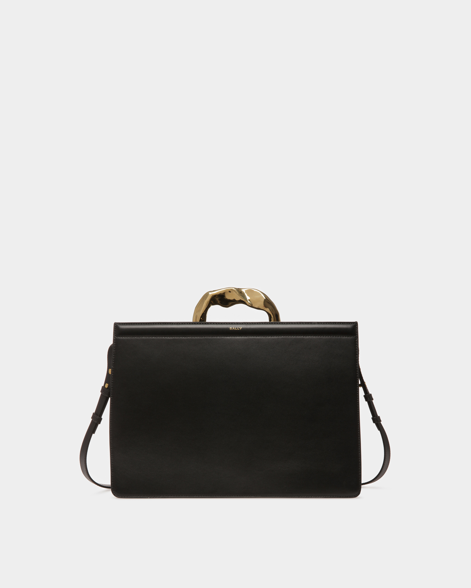 Baroque Top Handle Bag In Black Leather