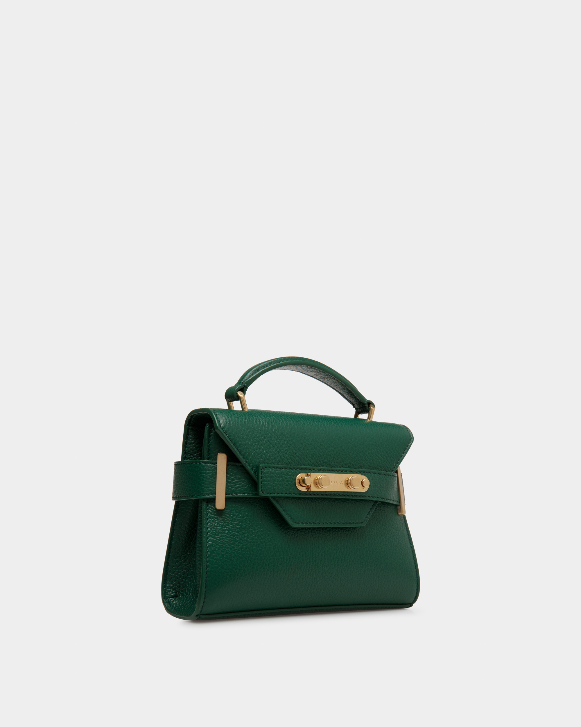 Carriage Small Top Handle Bag in Green Leather