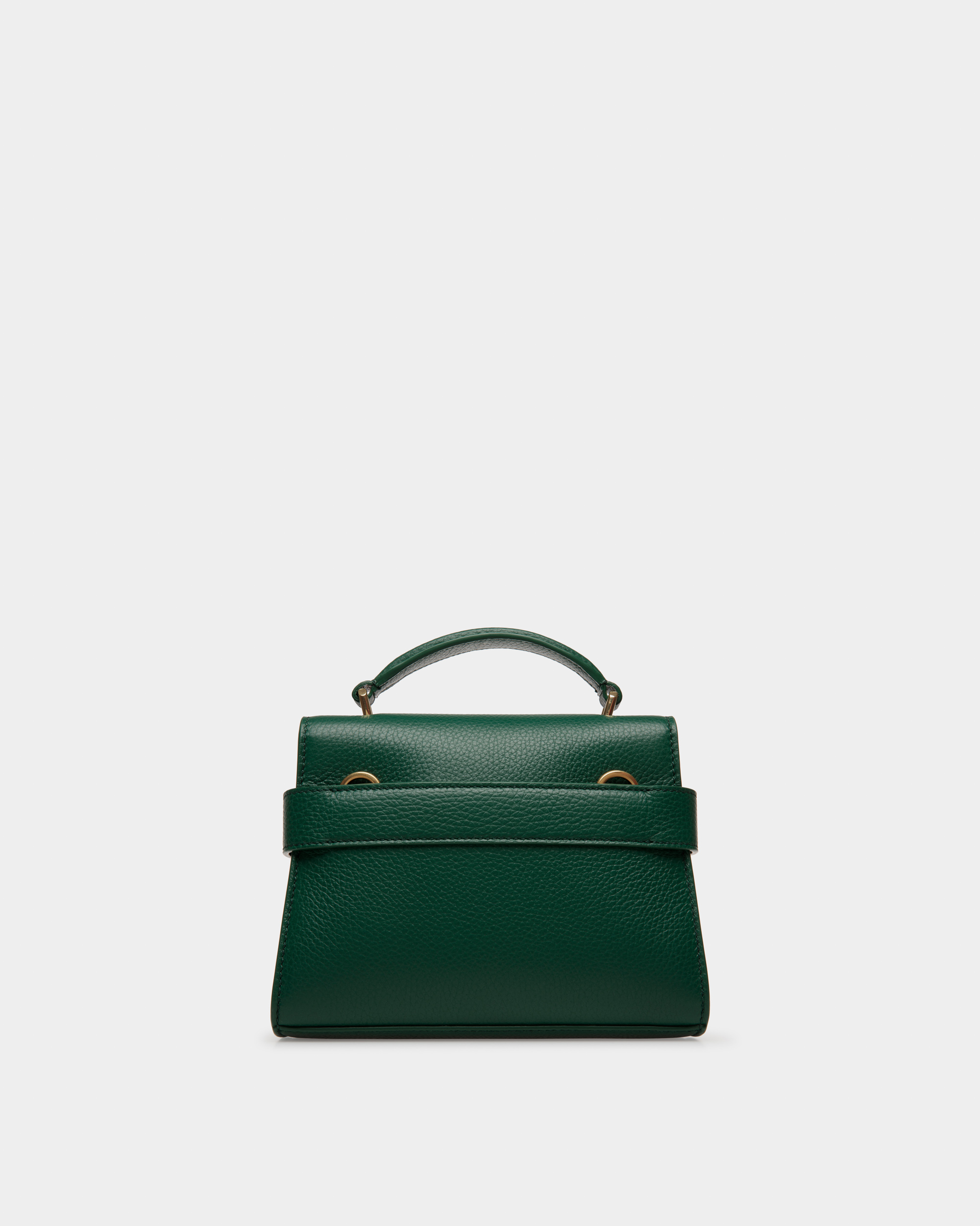 Carriage Small Top Handle Bag in Green Leather