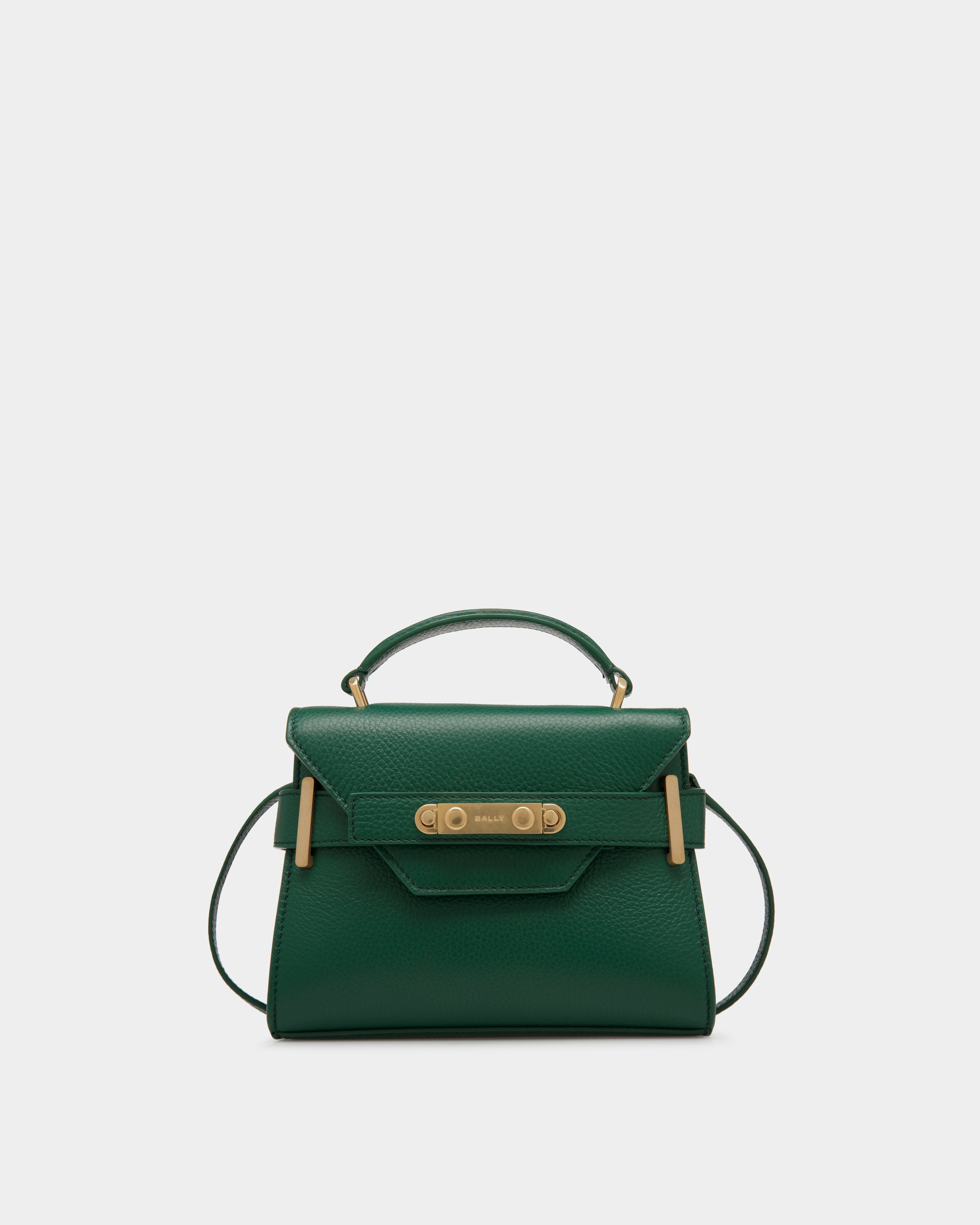 Carriage Small Top Handle Bag in Green Leather