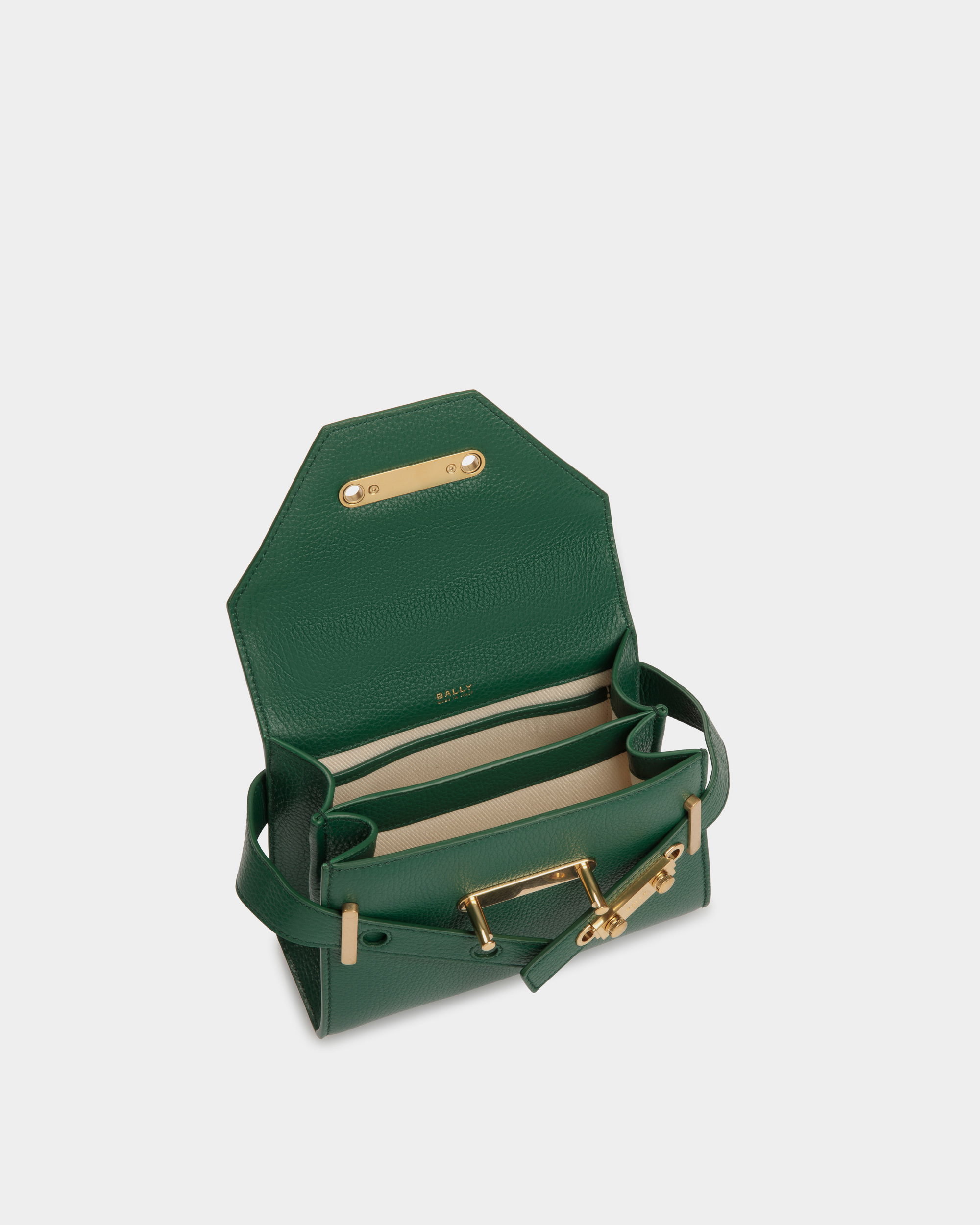 Carriage Small Top Handle Bag in Green Leather