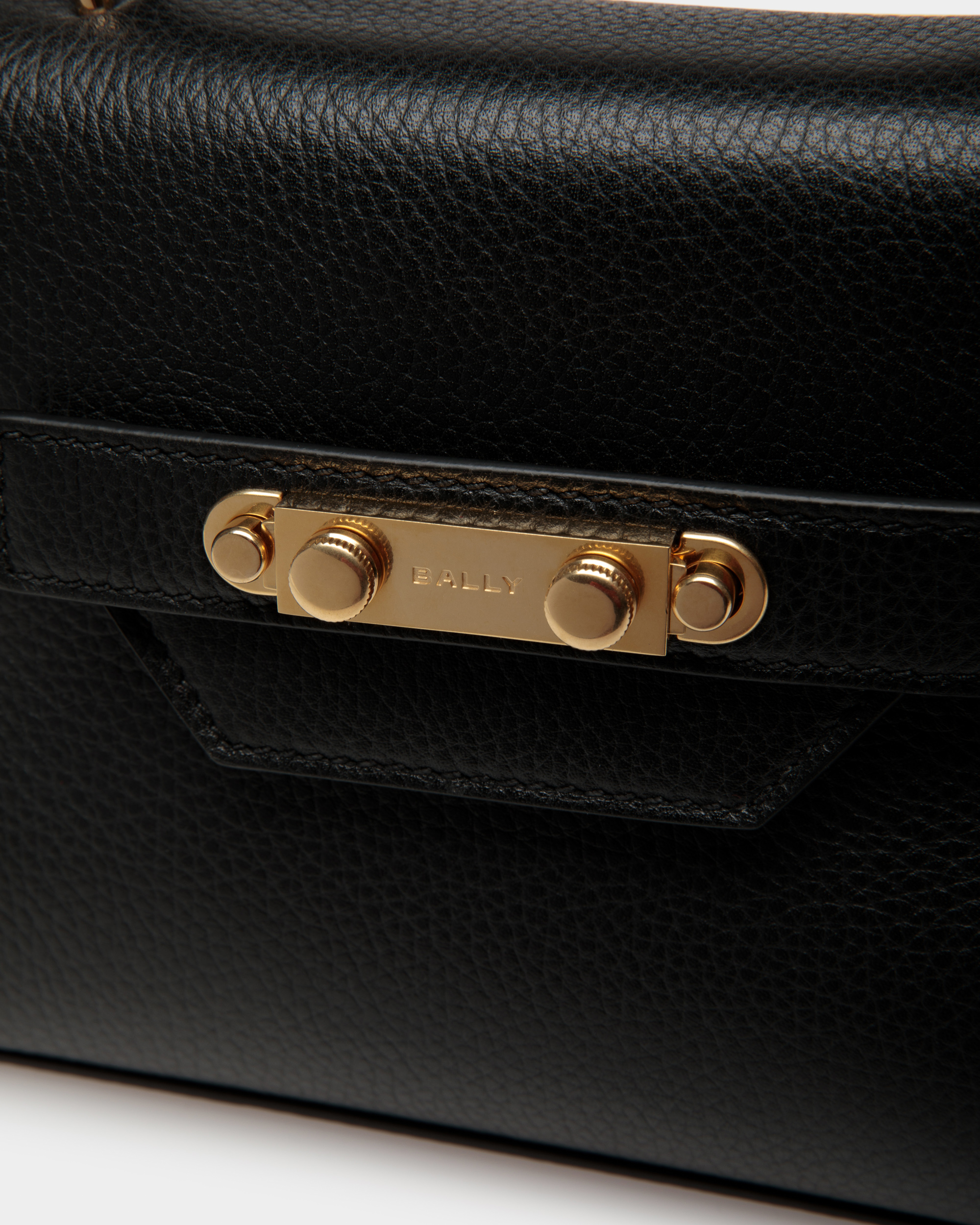 Carriage Small Top Handle Bag in Black Leather