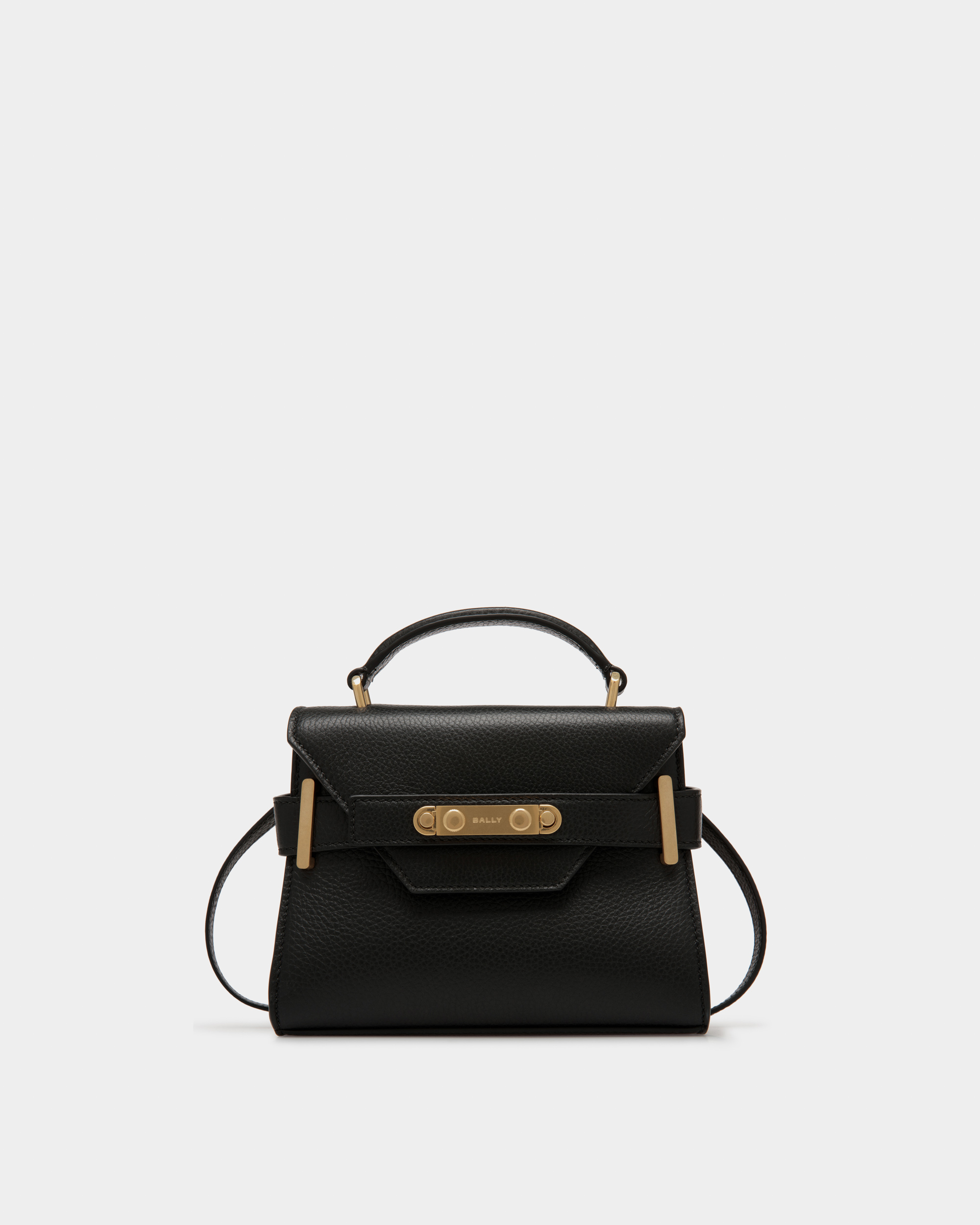 Carriage Small Top Handle Bag in Black Leather