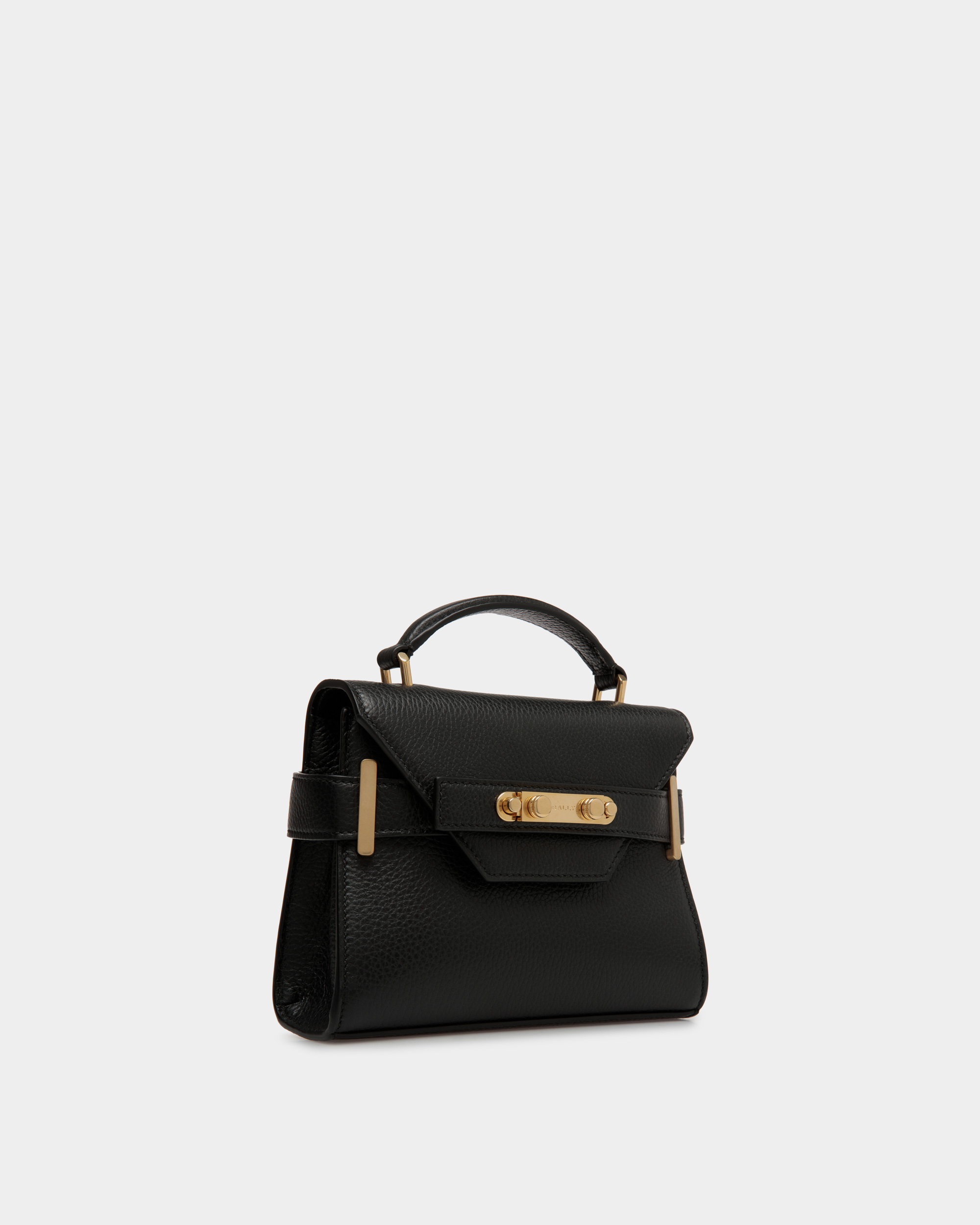 Carriage Small Top Handle Bag in Black Leather