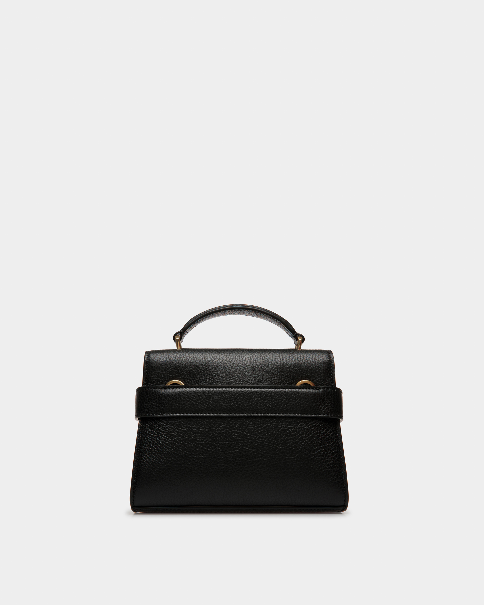 Carriage Small Top Handle Bag in Black Leather