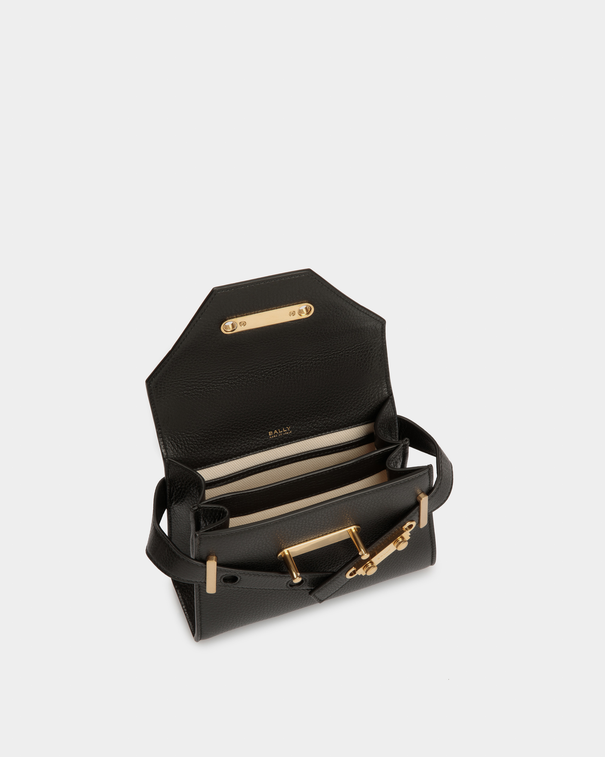 Carriage Small Top Handle Bag in Black Leather