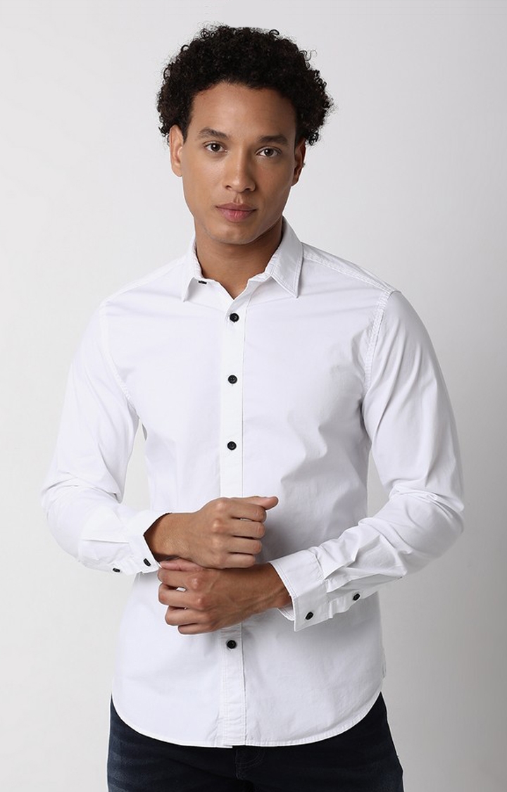 GAS | Regular Fit Full Sleeve Solid Cotton Lycra Shirts