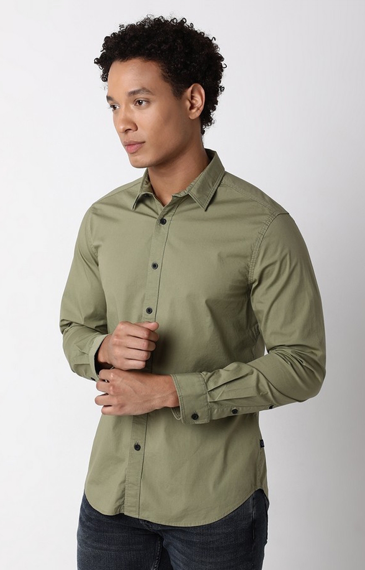 Regular Fit Full Sleeve Solid Cotton Lycra Shirts