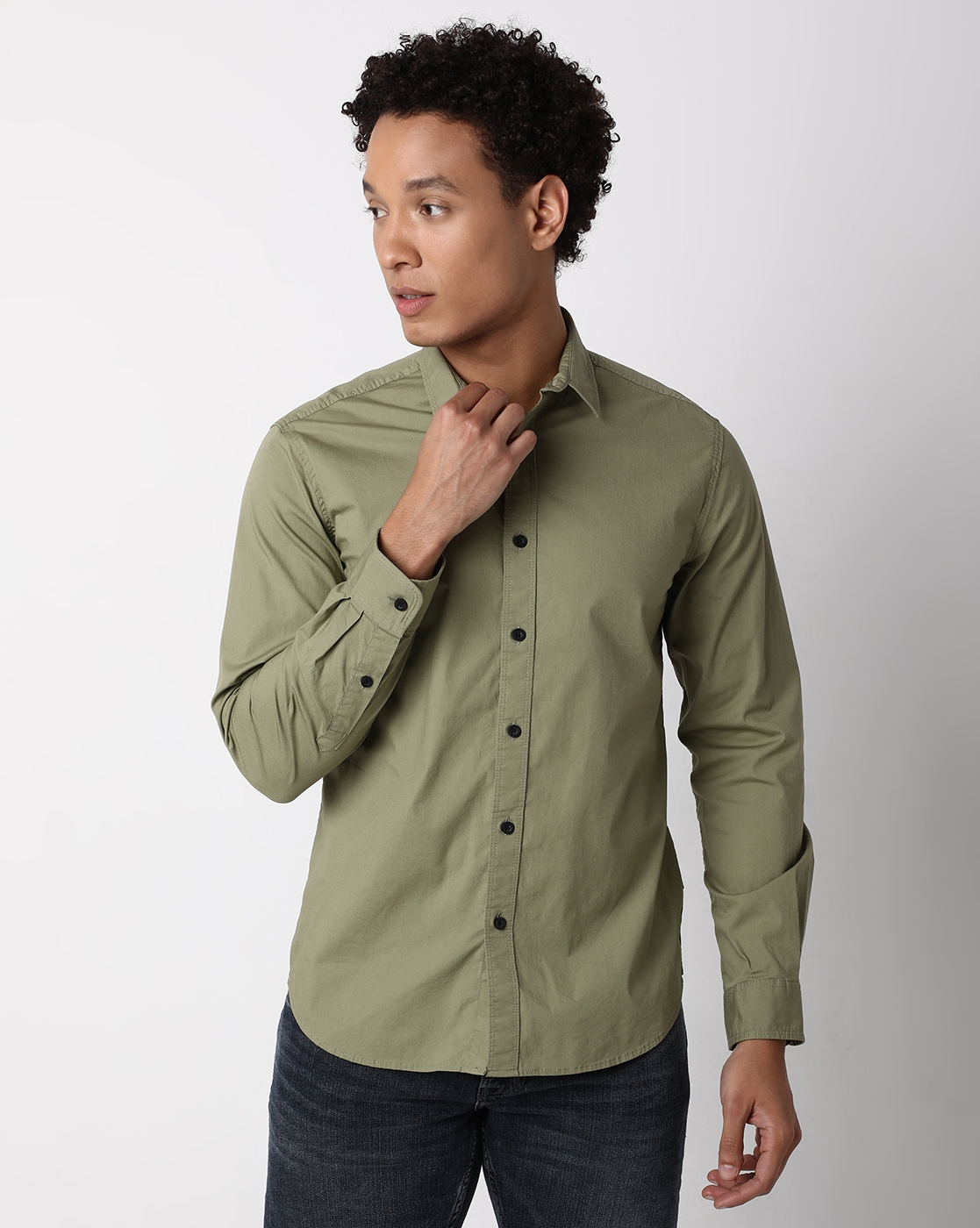 Regular Fit Full Sleeve Solid Cotton Lycra Shirts