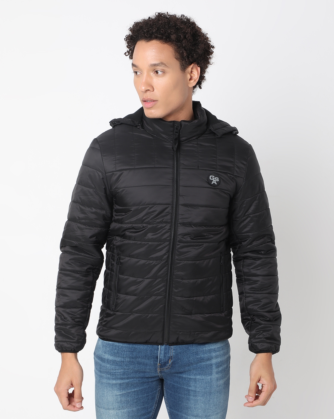 GAS | Regular Fit Full Sleeve Hooded Neck Solid Nylon Jacket
