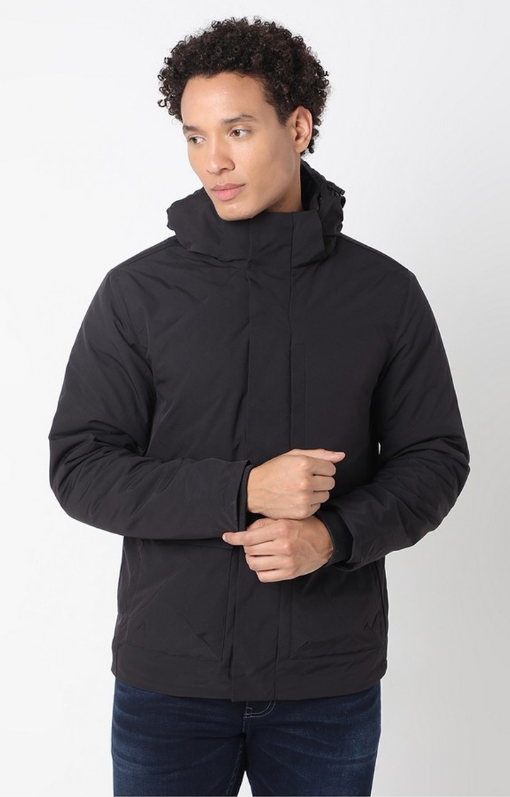 GAS | Regular Fit Full Sleeve Hooded Neck Solid Polyester Jacket