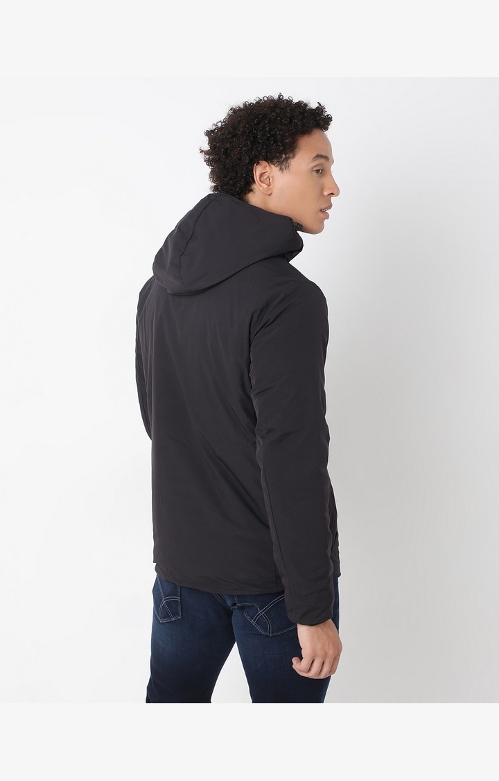 Regular Fit Full Sleeve Hooded Neck Solid Polyester Jacket